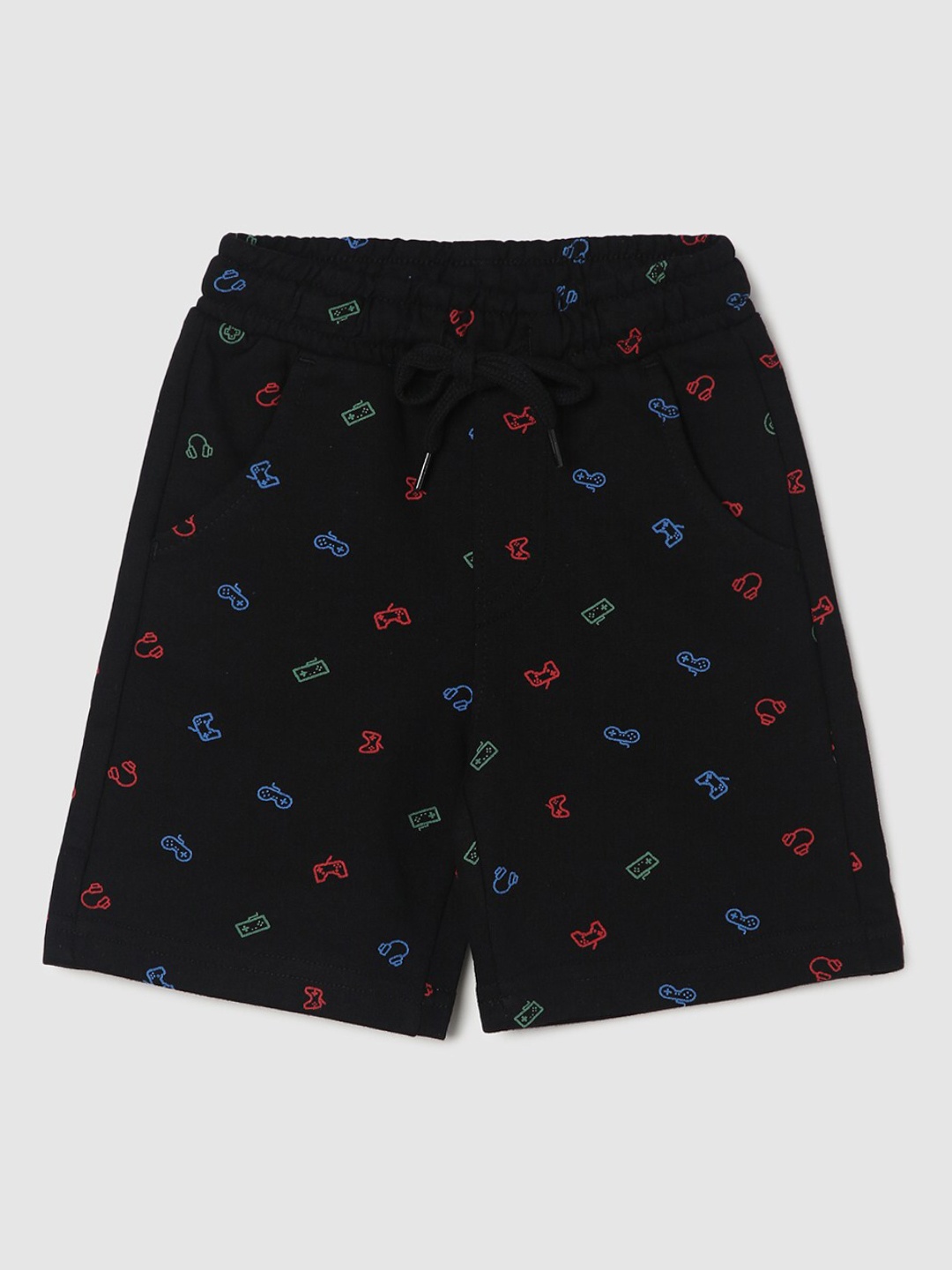 

max Boys Conversational Printed Mid-Rise Pure Cotton Shorts, Navy blue