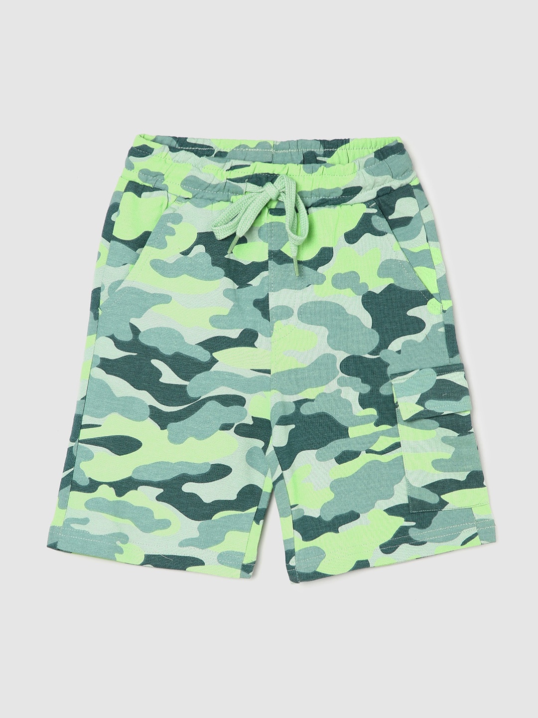 

max Boys Camouflage Printed Cotton Shorts, Green