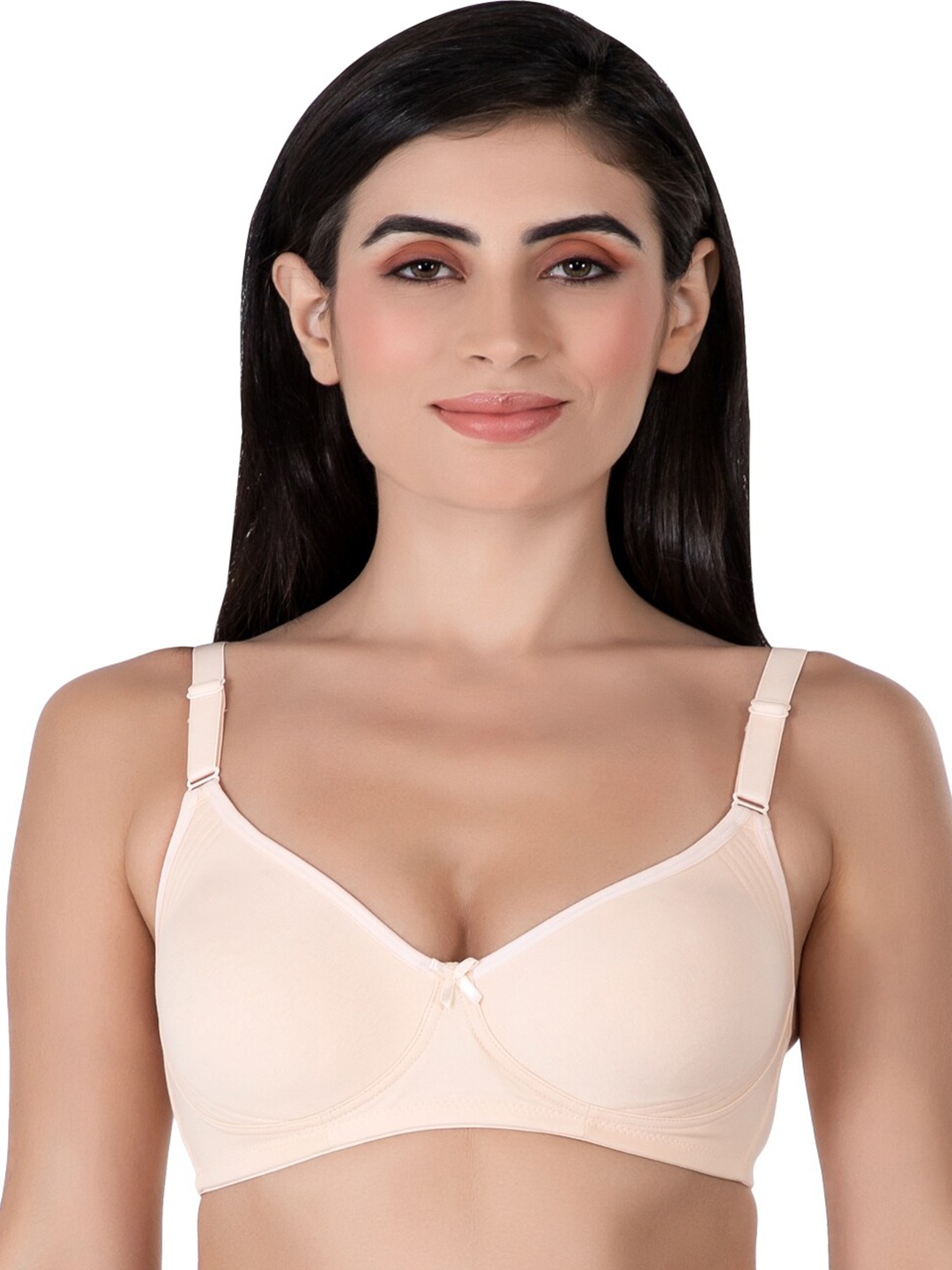 

Eve's Beauty Medium Coverage Non-Wired Seamless Cotton Everyday Bra With Side Shaper, Cream