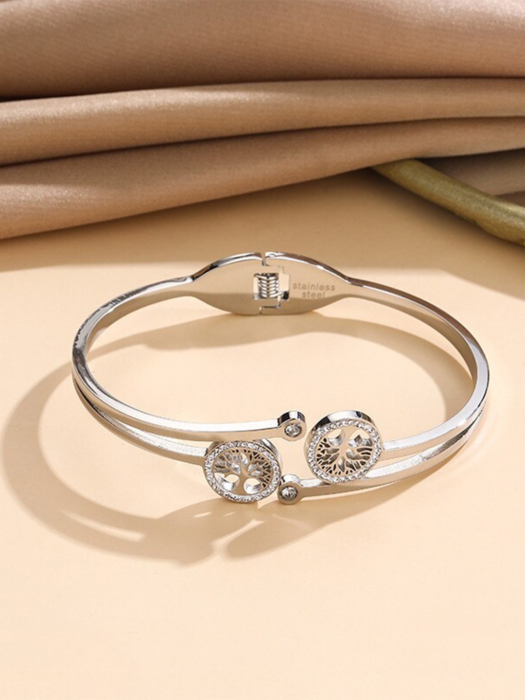 

MYKI Cubic Zirconia Silver-Plated Cuff Bracelet