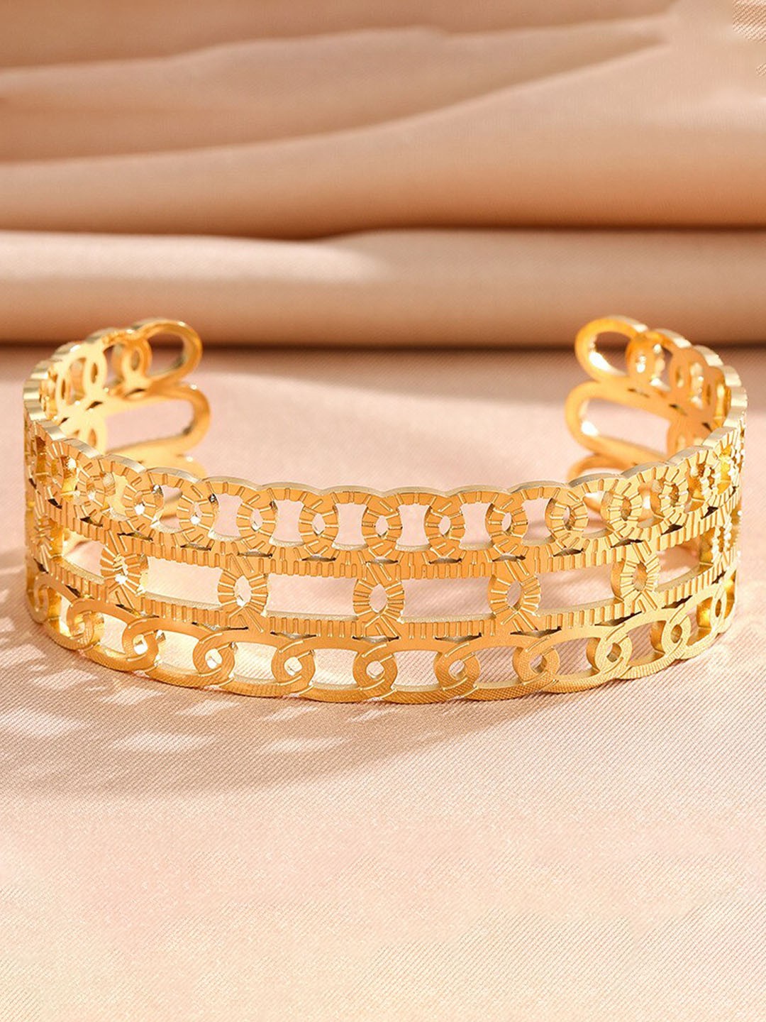 

MYKI Cubic Zirconia Gold-Plated Cuff Bracelet