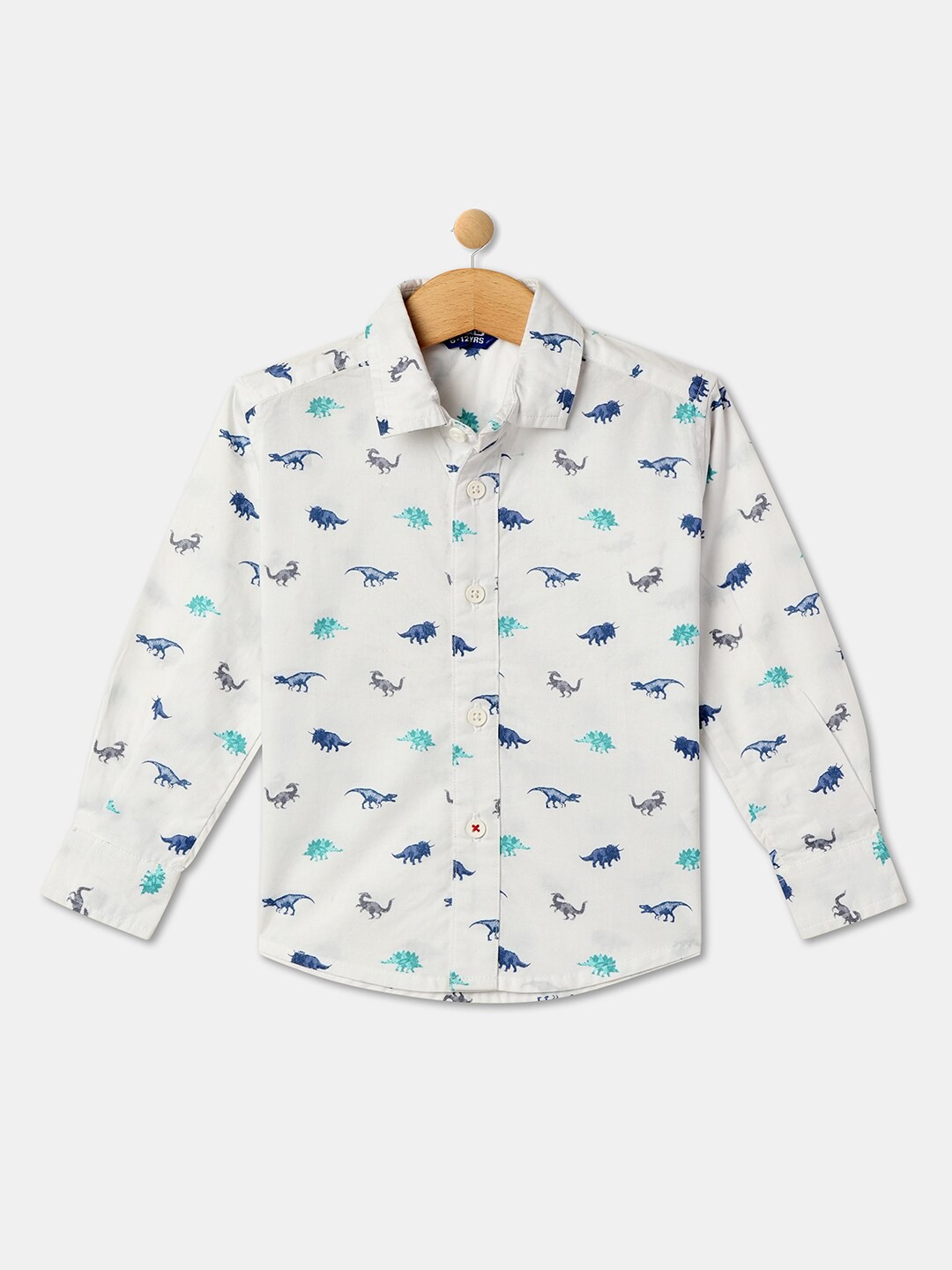 

R&B Boys Conversational Printed Cotton Casual Shirt, White