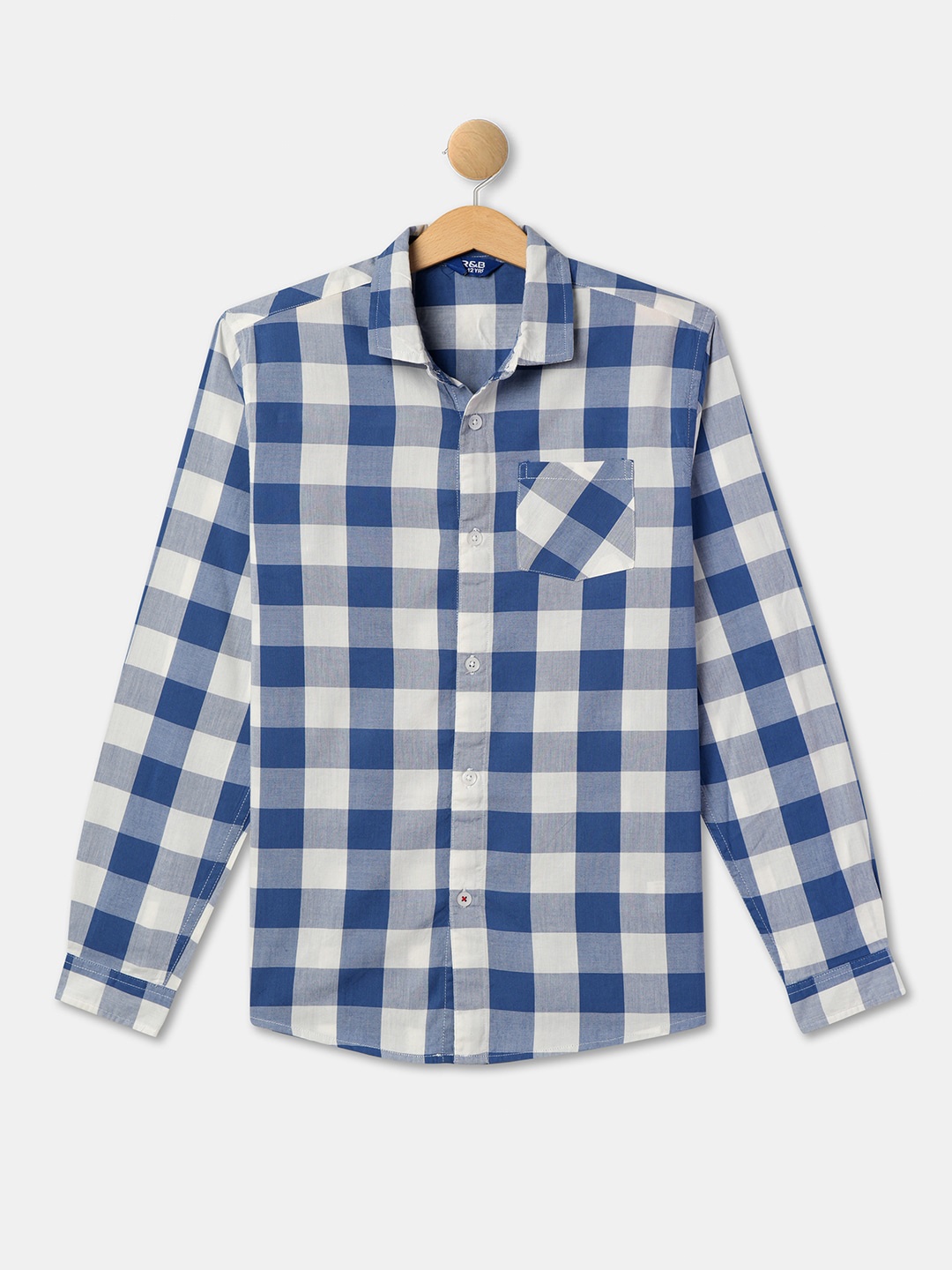 

R&B Boys Buffalo Checked Cotton Casual Shirt, Blue