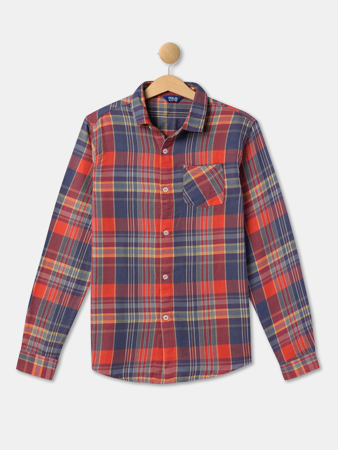 

R&B Boys Tartan Checked Cotton Casual Shirt, Red