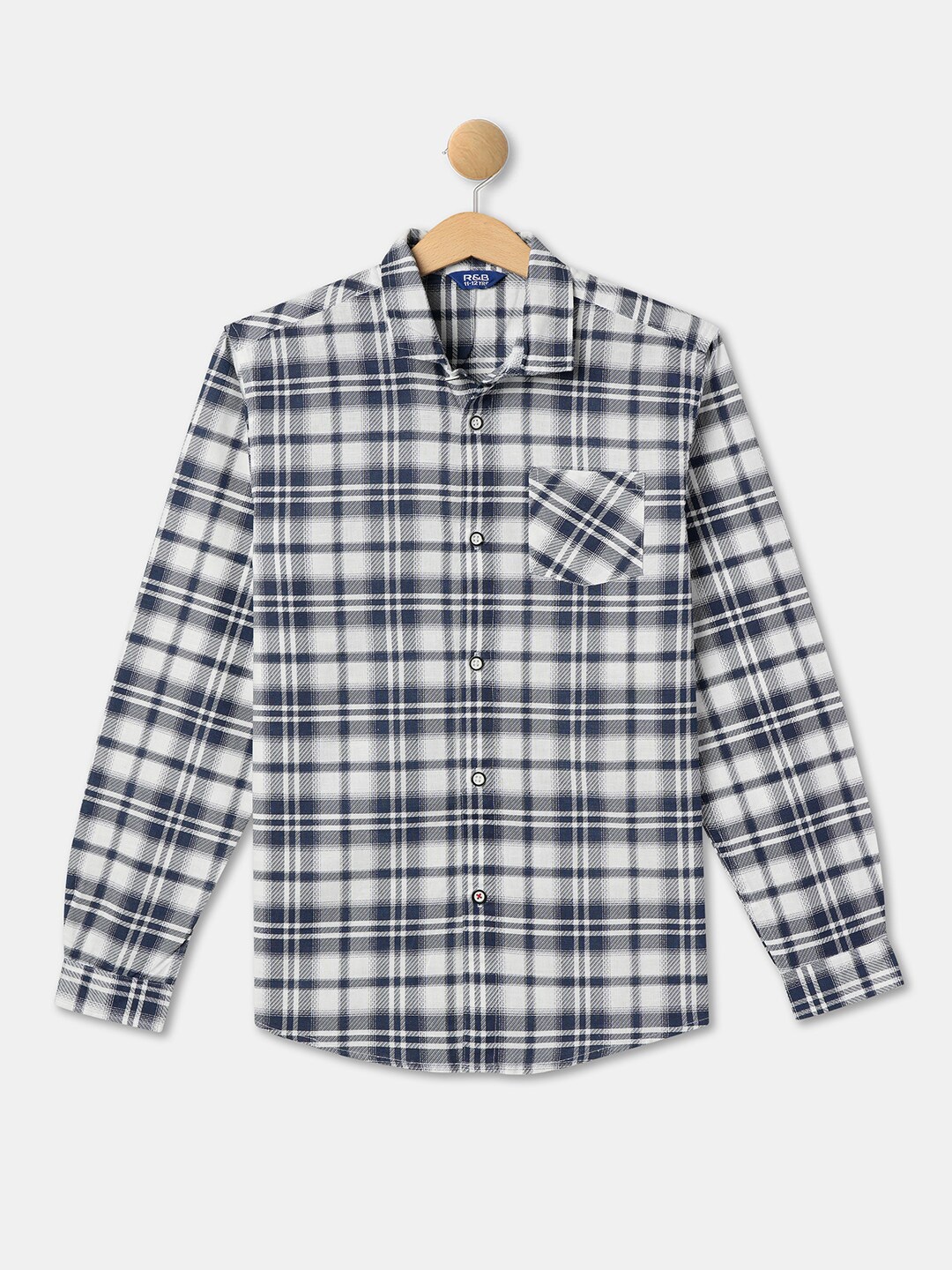 

R&B Boys Tartan Checked Cotton Casual Shirt, Blue