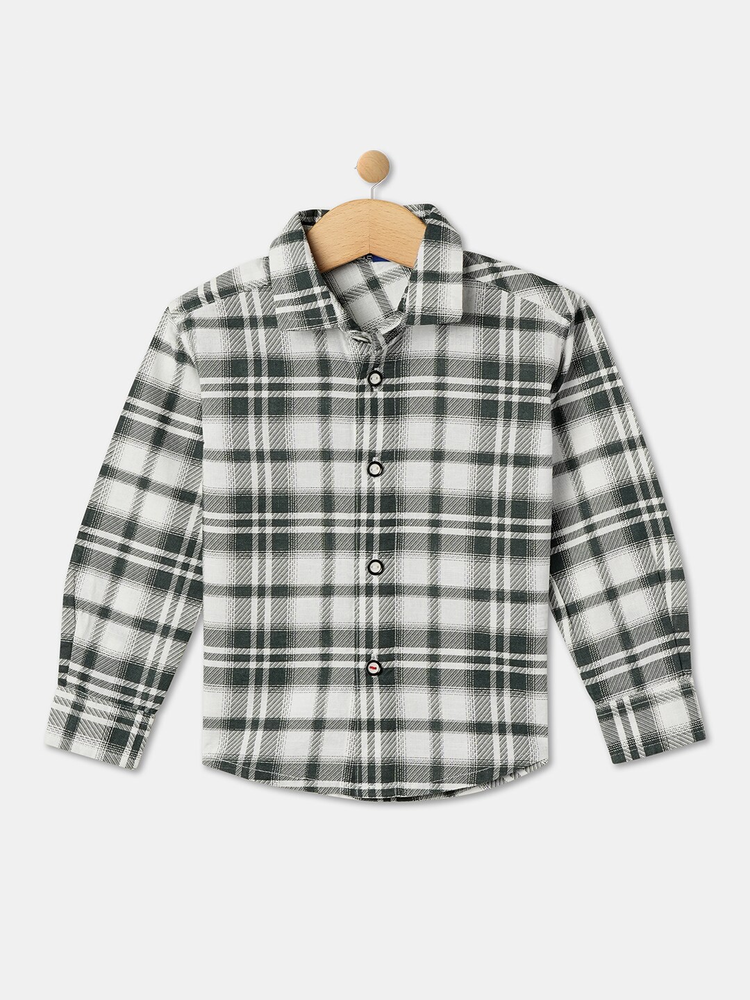 

R&B Boys Tartan Checked Cotton Casual Shirt, Green