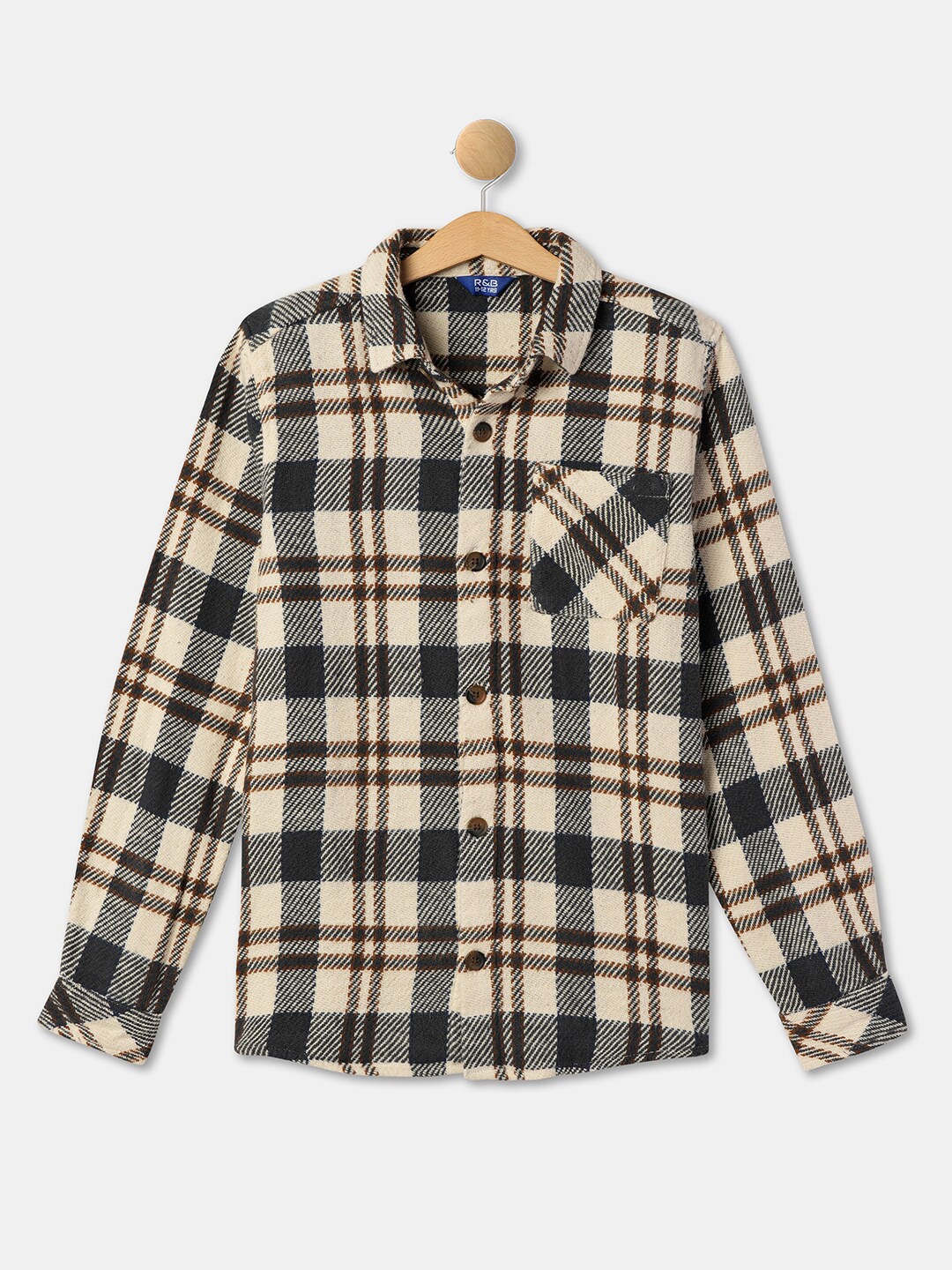 

R&B Boys Buffalo Checked Cotton Casual Shirt, White