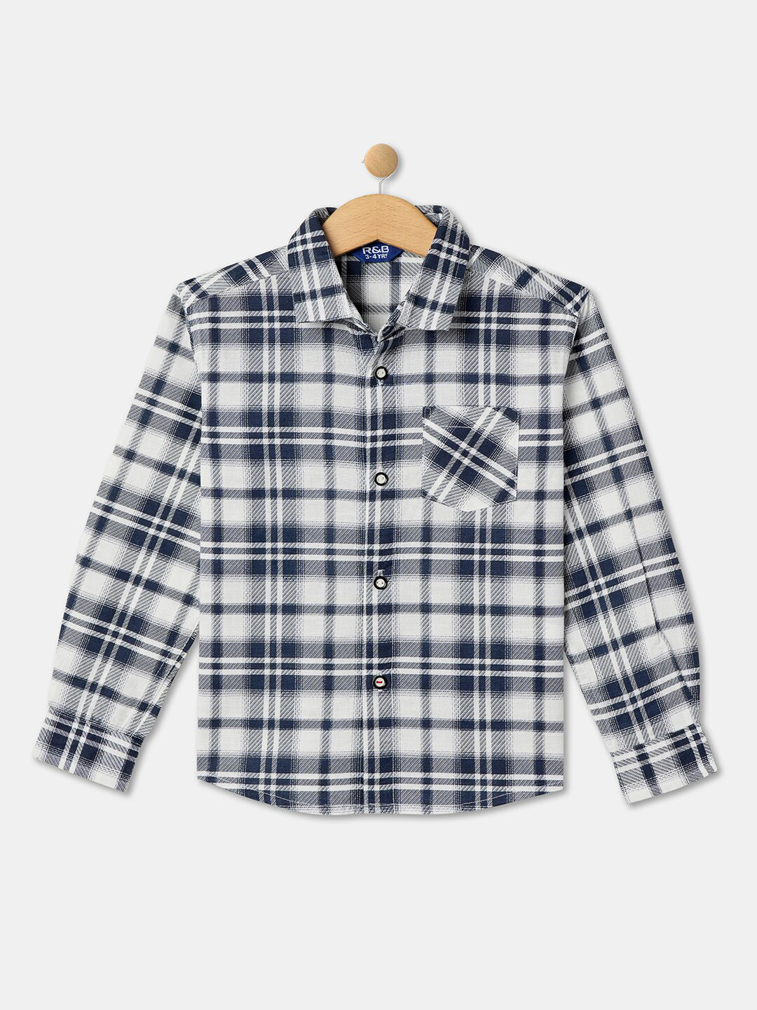 

R&B Boys Tartan Checked Cotton Casual Shirt, Blue
