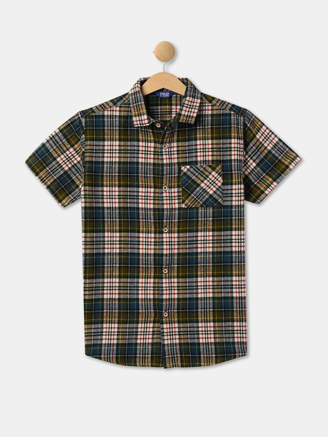 

R&B Boys Tartan Checked Cotton Casual Shirt, Blue