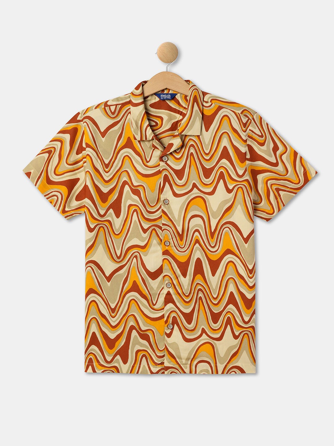 

R&B Boys Opaque Printed Cotton Casual Shirt, Yellow