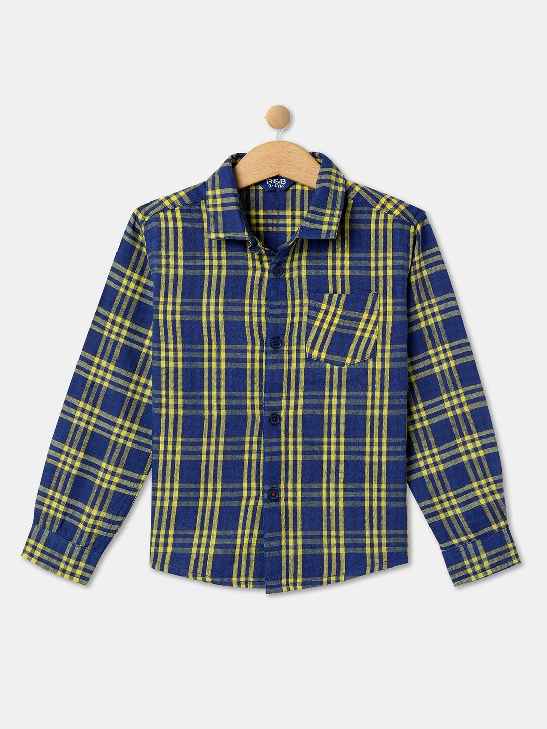 

R&B Boys Tartan Checked Cotton Casual Shirt, Teal