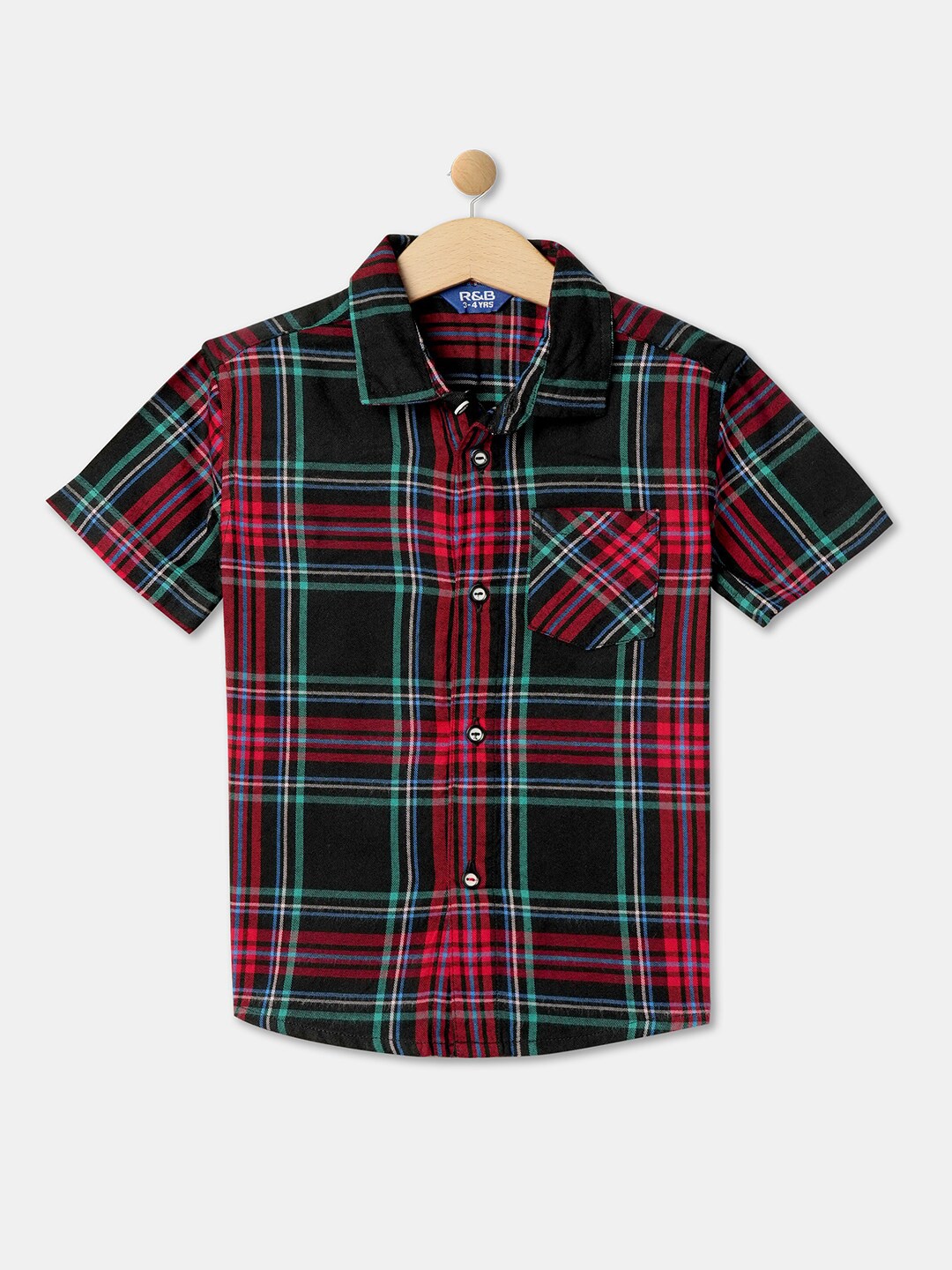

R&B Boys Tartan Checked Cotton Casual Shirt, Brown