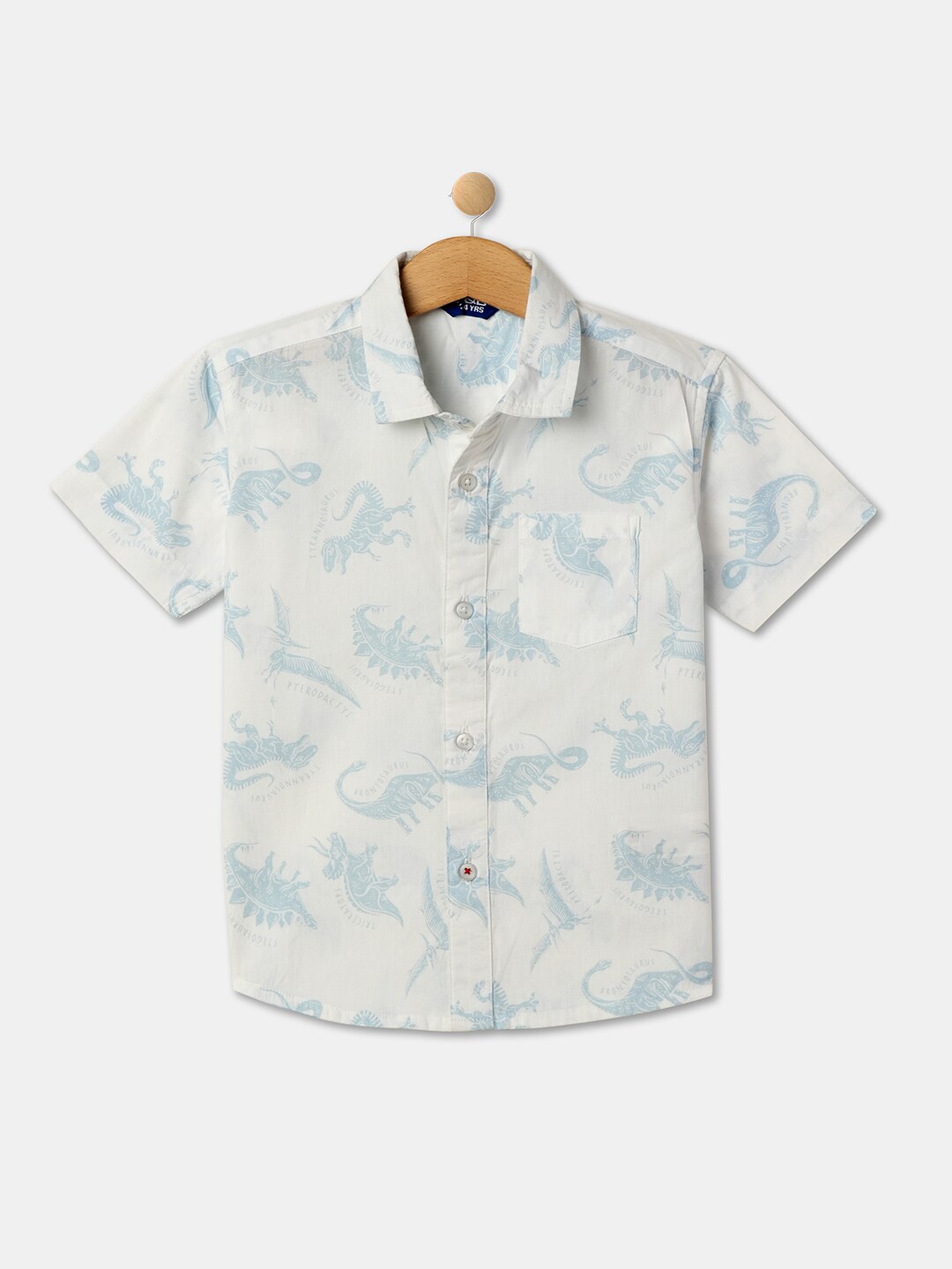 

R&B Boys Conversational Printed Cotton Casual Shirt, White