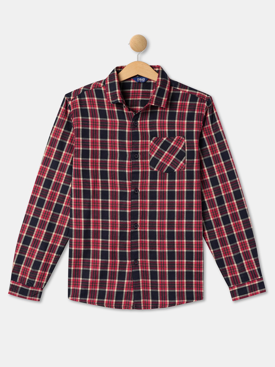 

R&B Boys Tartan Checked Cotton Casual Shirt, Pink
