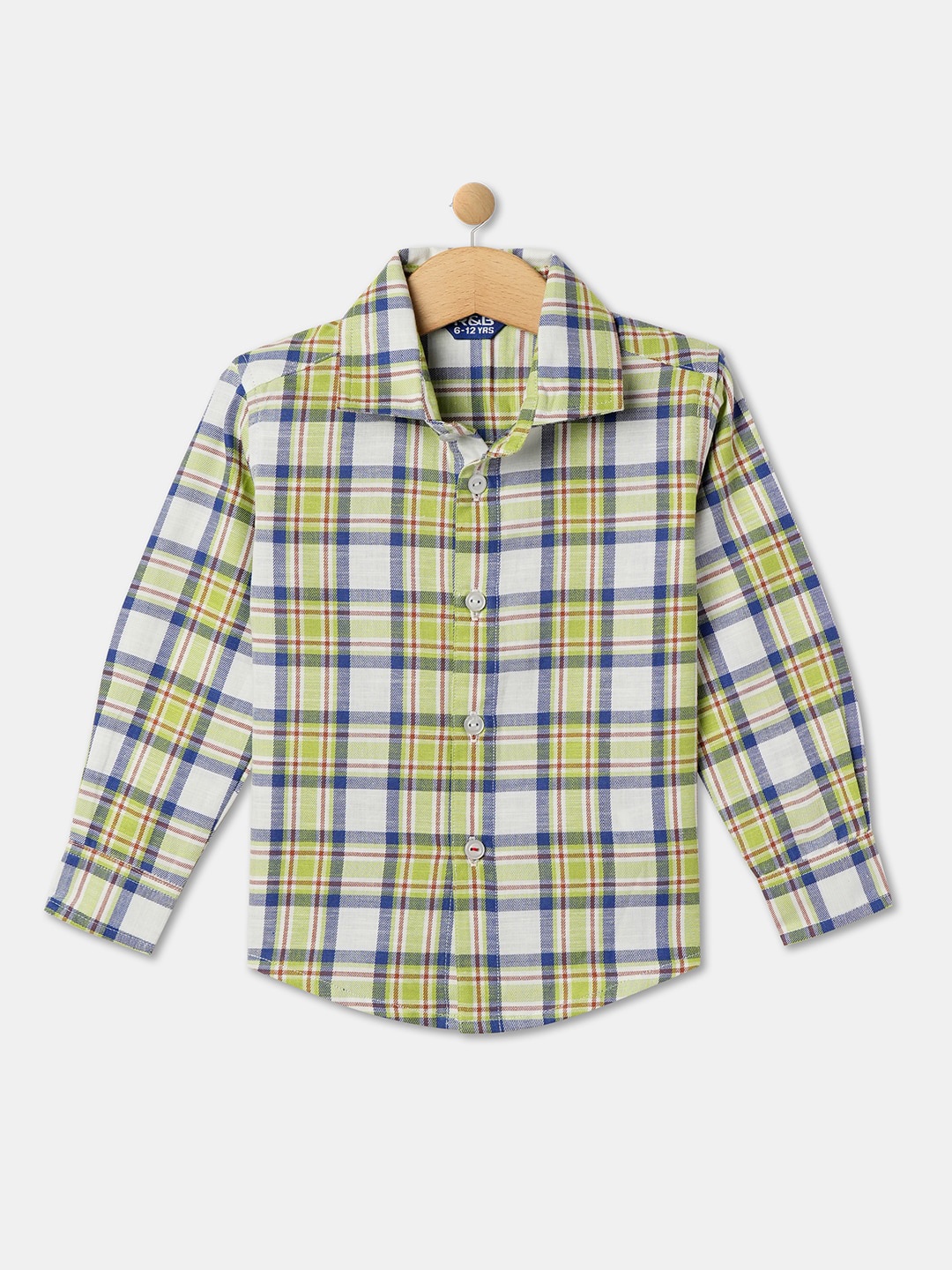 

R&B Boys Tartan Checked Cotton Casual Shirt, Green