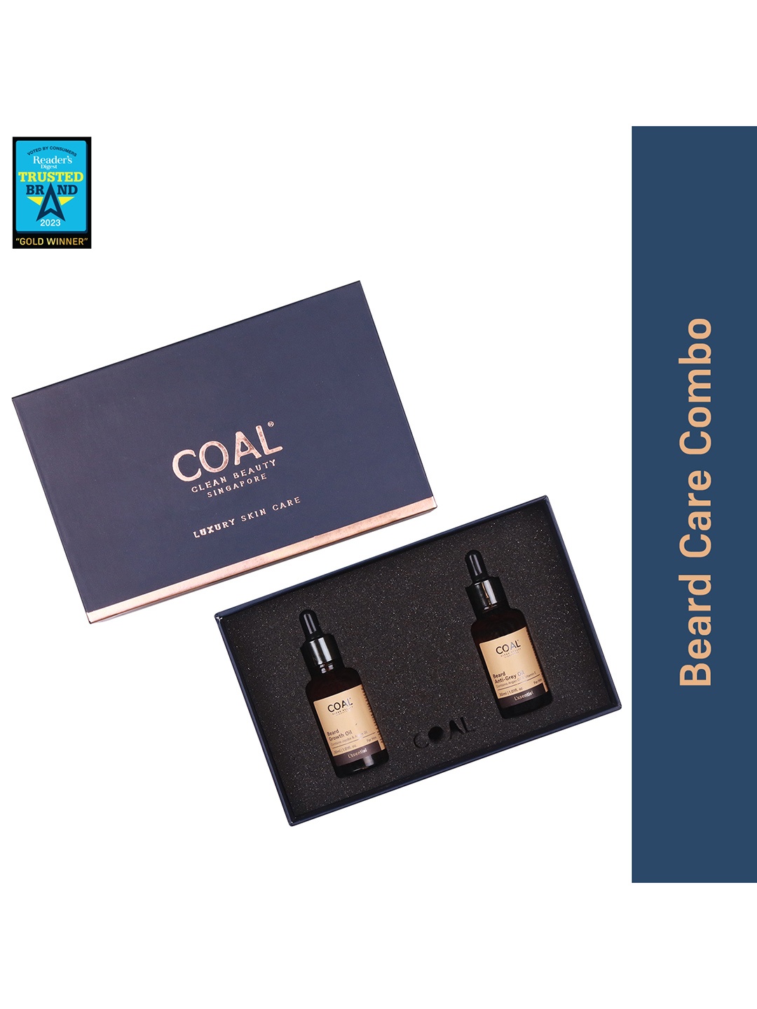 

COAL CLEAN BEAUTY Men Set of Beard Anti Grey Oil & Beard Growth Oil - 30 ml Each, Navy blue