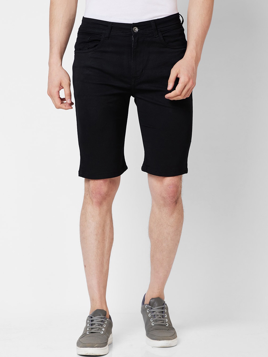 

mode de base Men Slim Fit Denim Shorts, Black