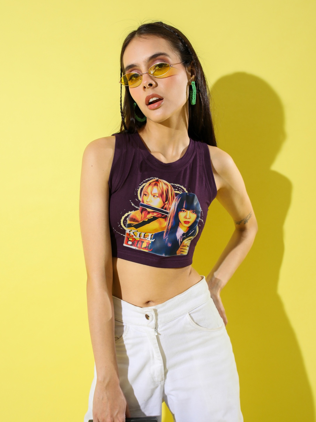 

Stylecast X Hersheinbox Graphic Print Cotton Crop Top, Purple
