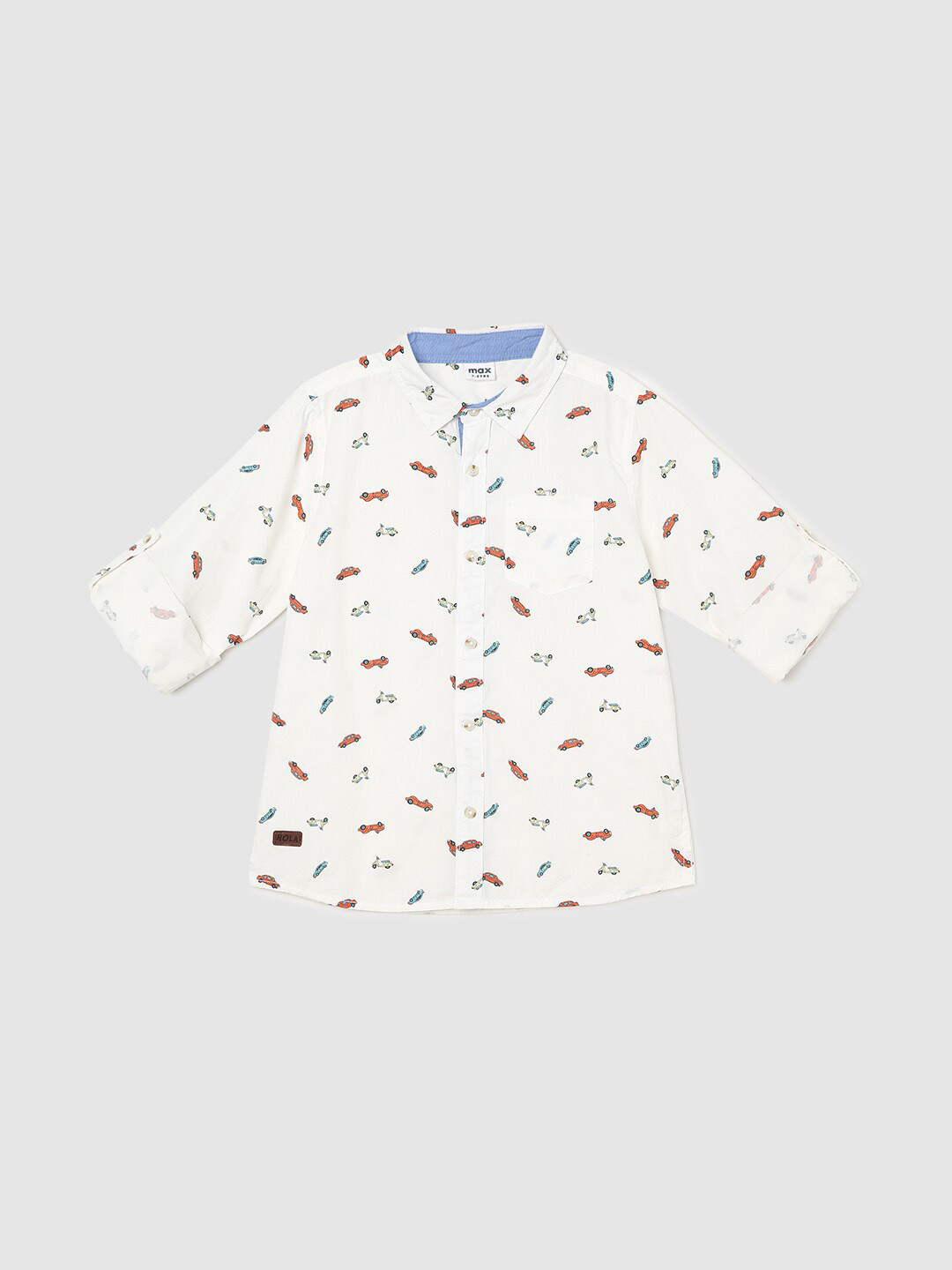

max Boys Conversational Printed Pure Cotton Casual Shirt, White