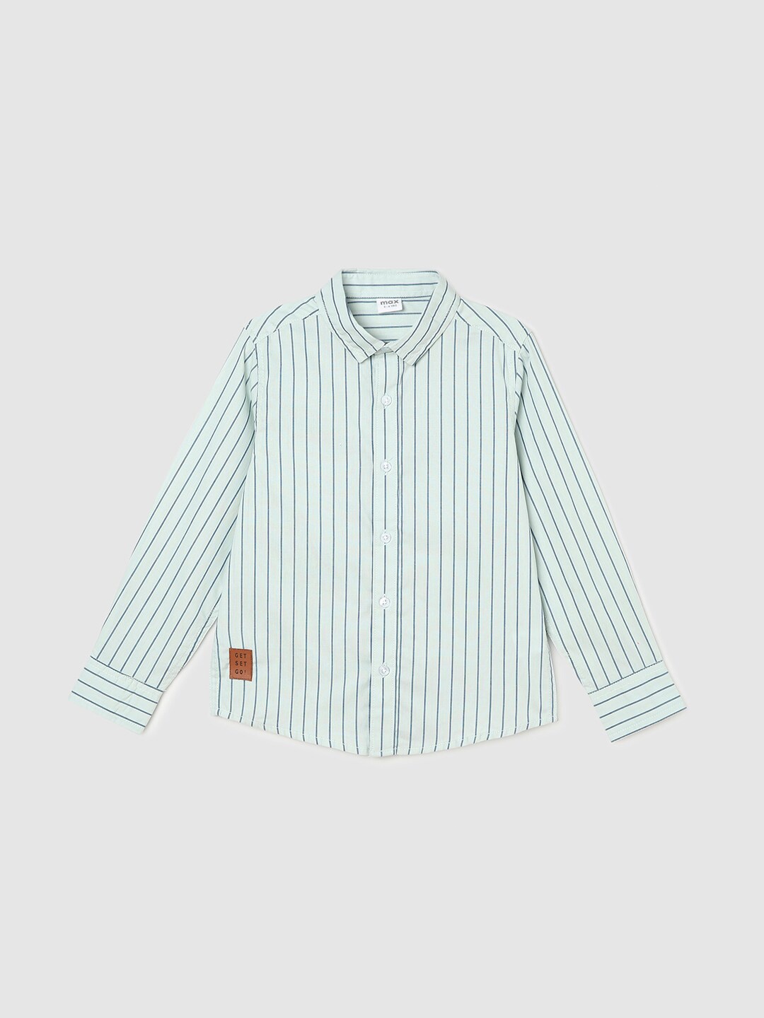 

max Boys Striped Pure Cotton Casual Shirt, Blue