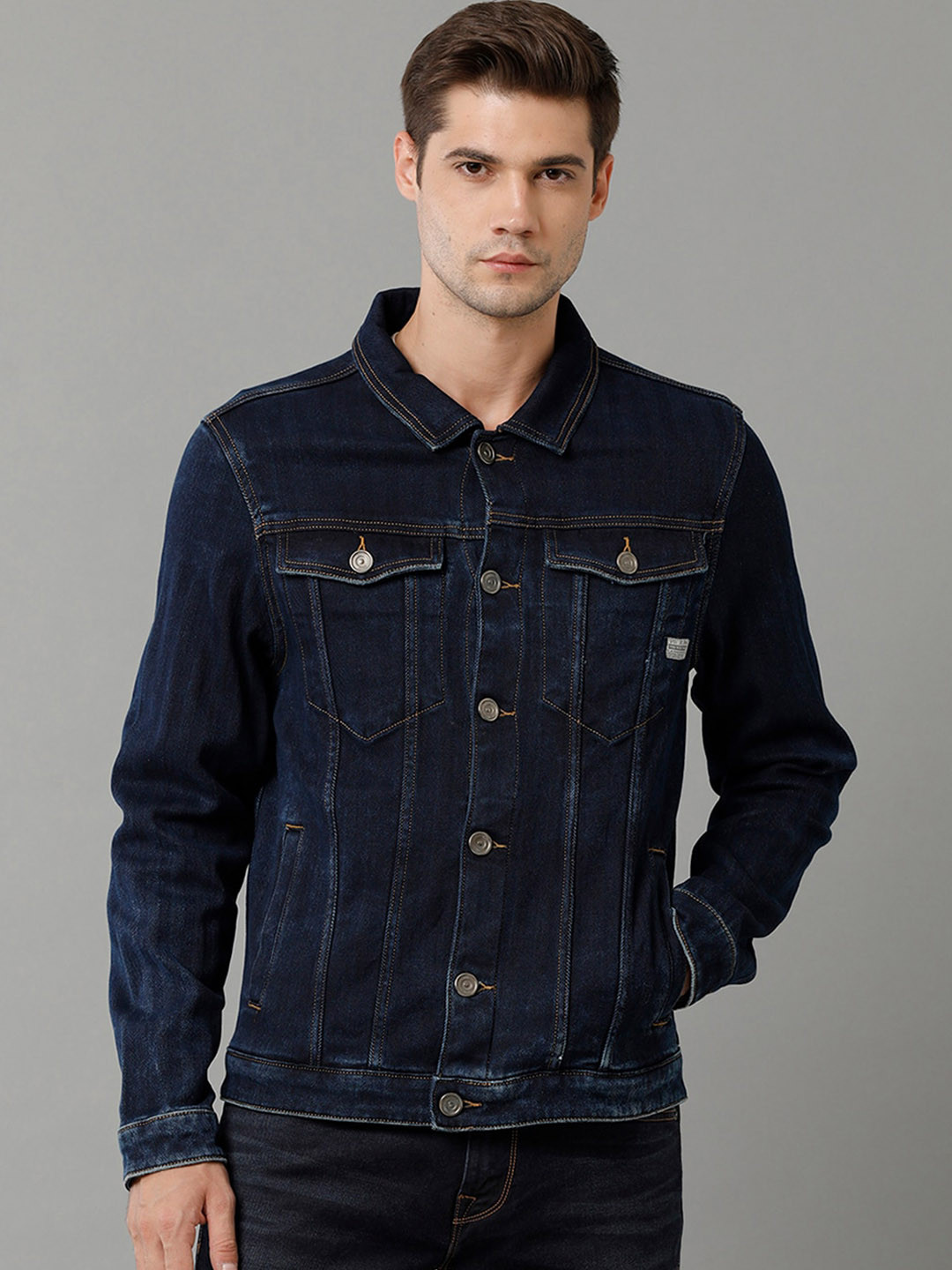 

Voi Jeans Spread Collar Cotton Denim Jacket, Blue