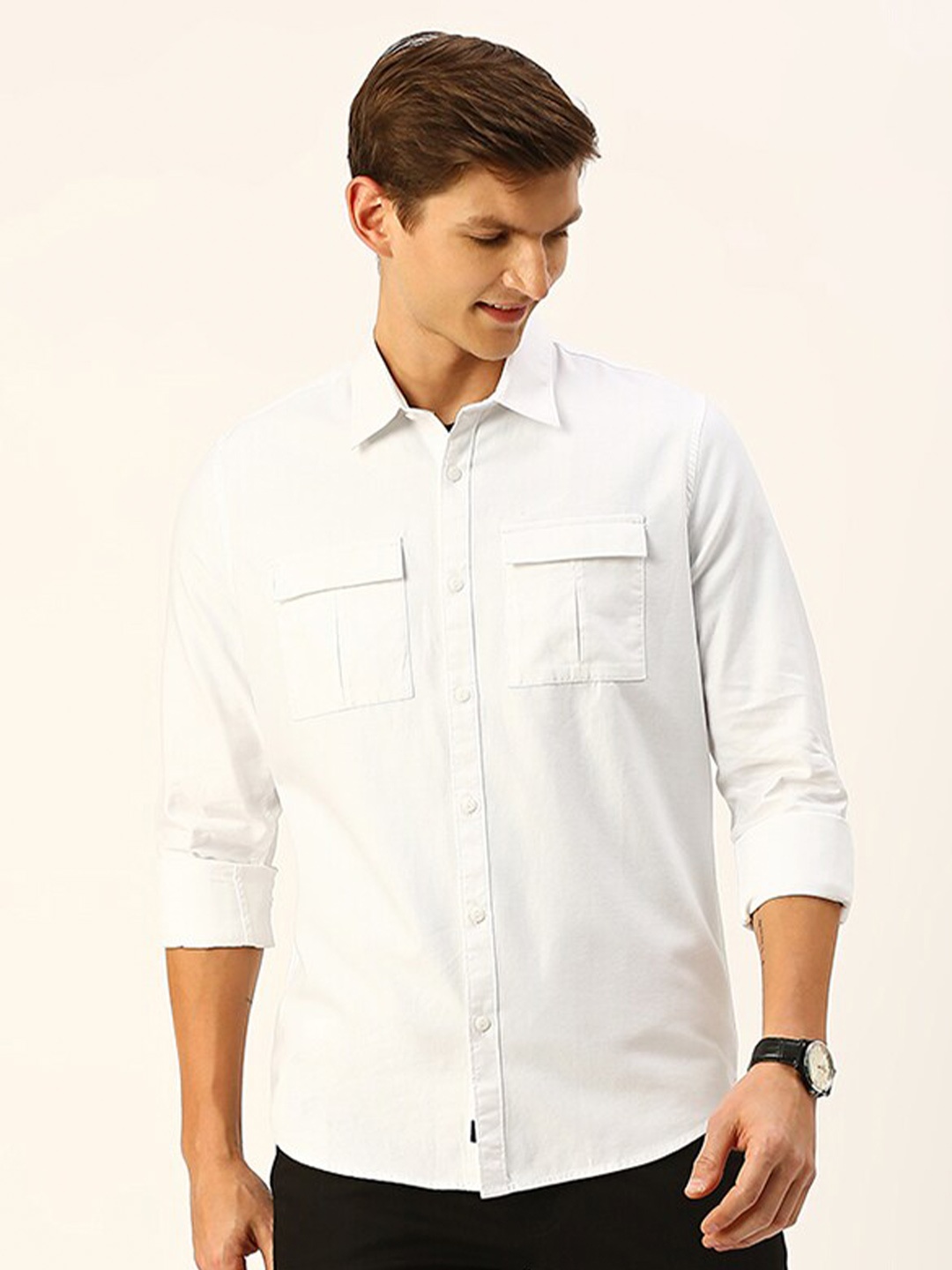 

Thomas Scott Cotton Twill Classic Slim Fit Opaque Casual Shirt, White