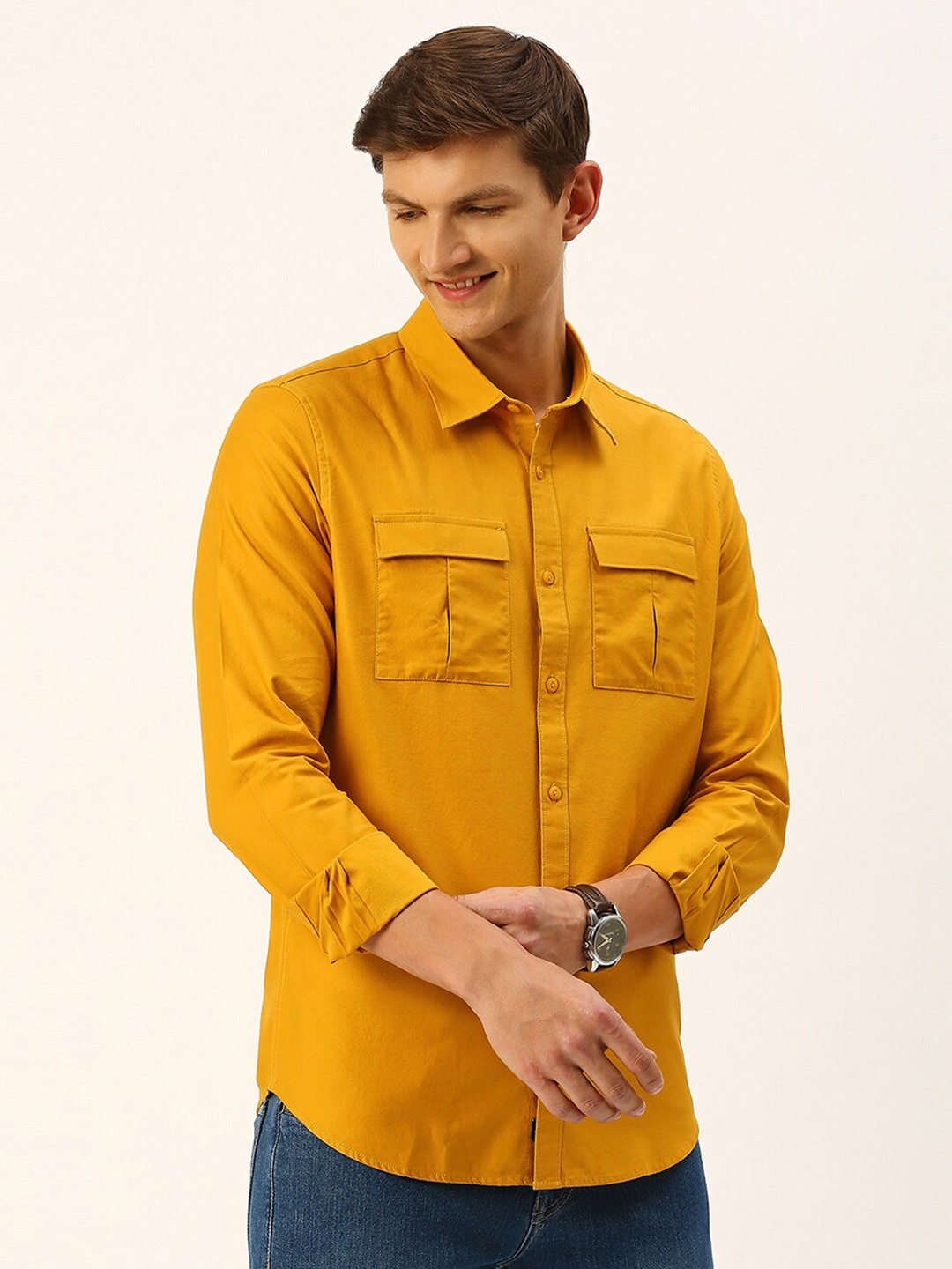 

Thomas Scott Cotton Twill Classic Slim Fit Opaque Casual Shirt, Mustard