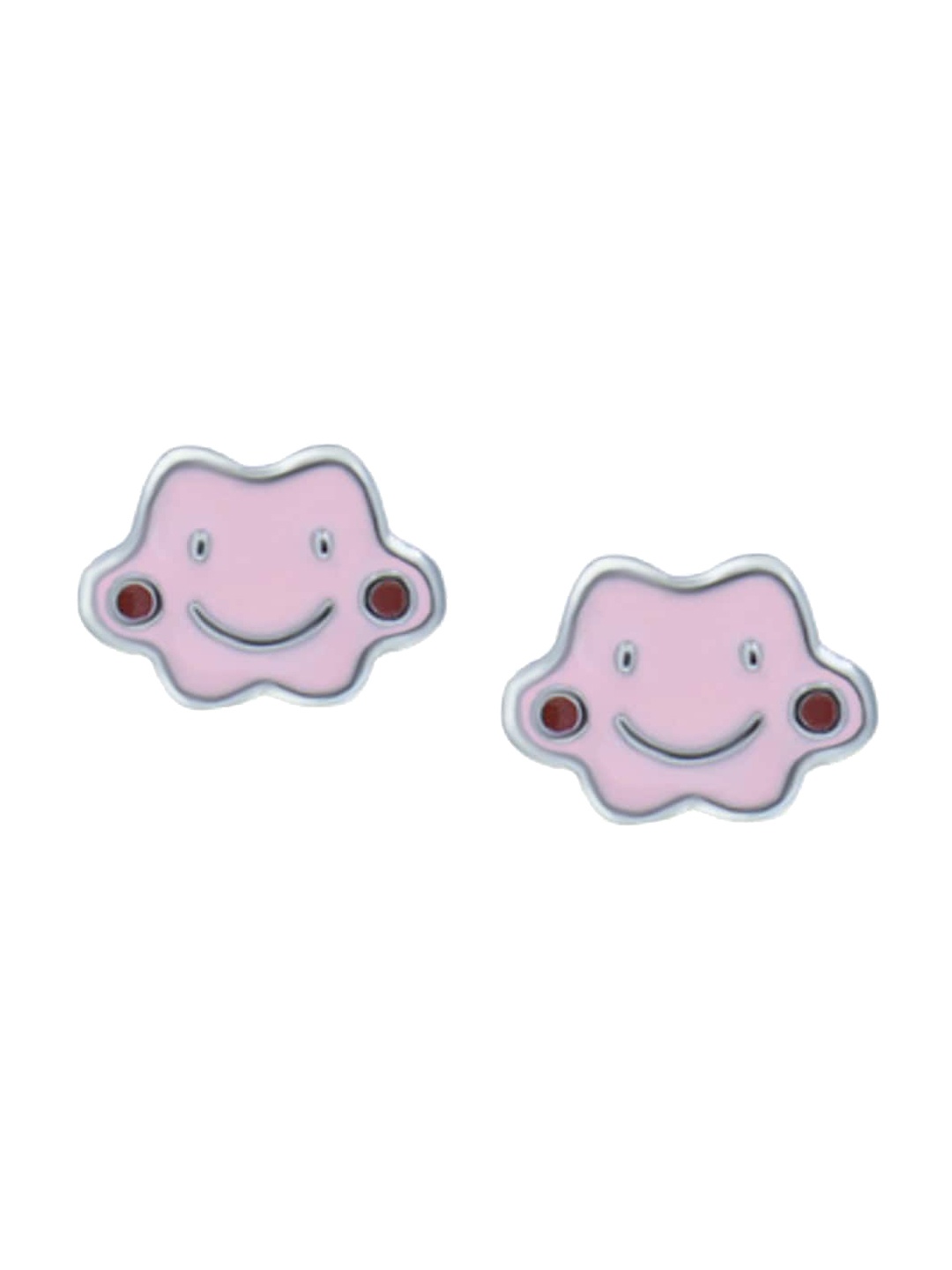 

Zarkan Girls 925 Sterling silver Rhodium-Plated Contemporary Smiley Studs Earrings