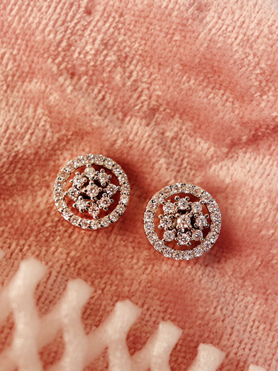

Zarkan 925 Sterling Silver Rhodium-Plated American Diamond Contemporary Studs Earrings