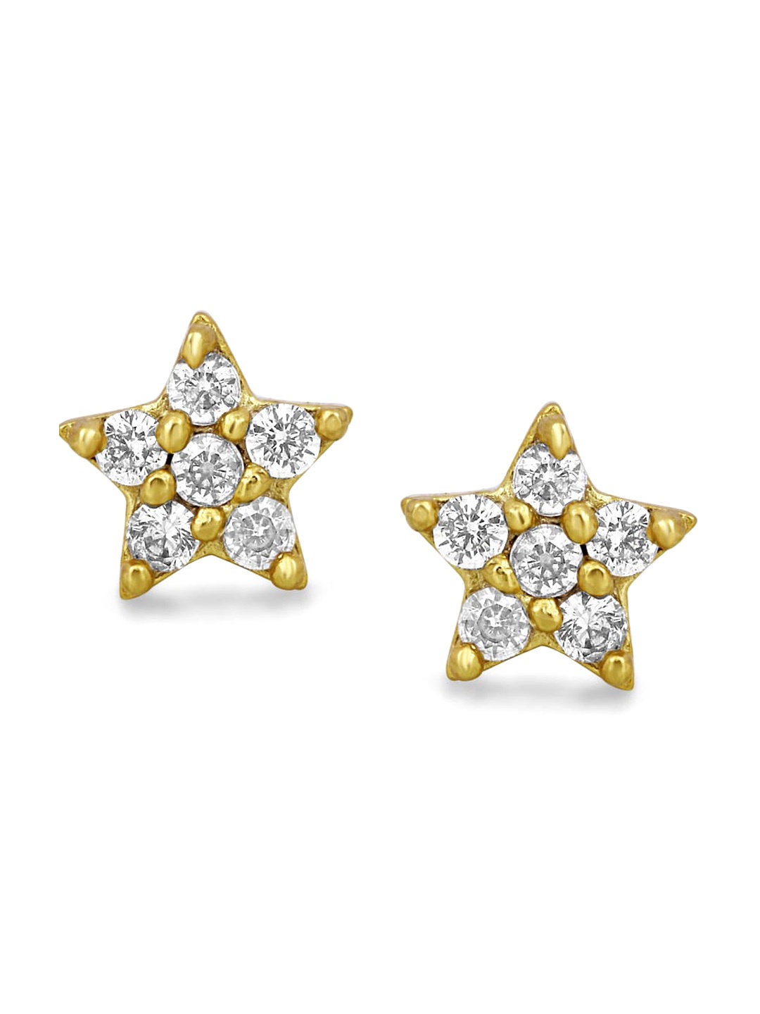 

Zarkan 925 Sterling Silver Gold Plated Star Shaped AD Studs Earrings