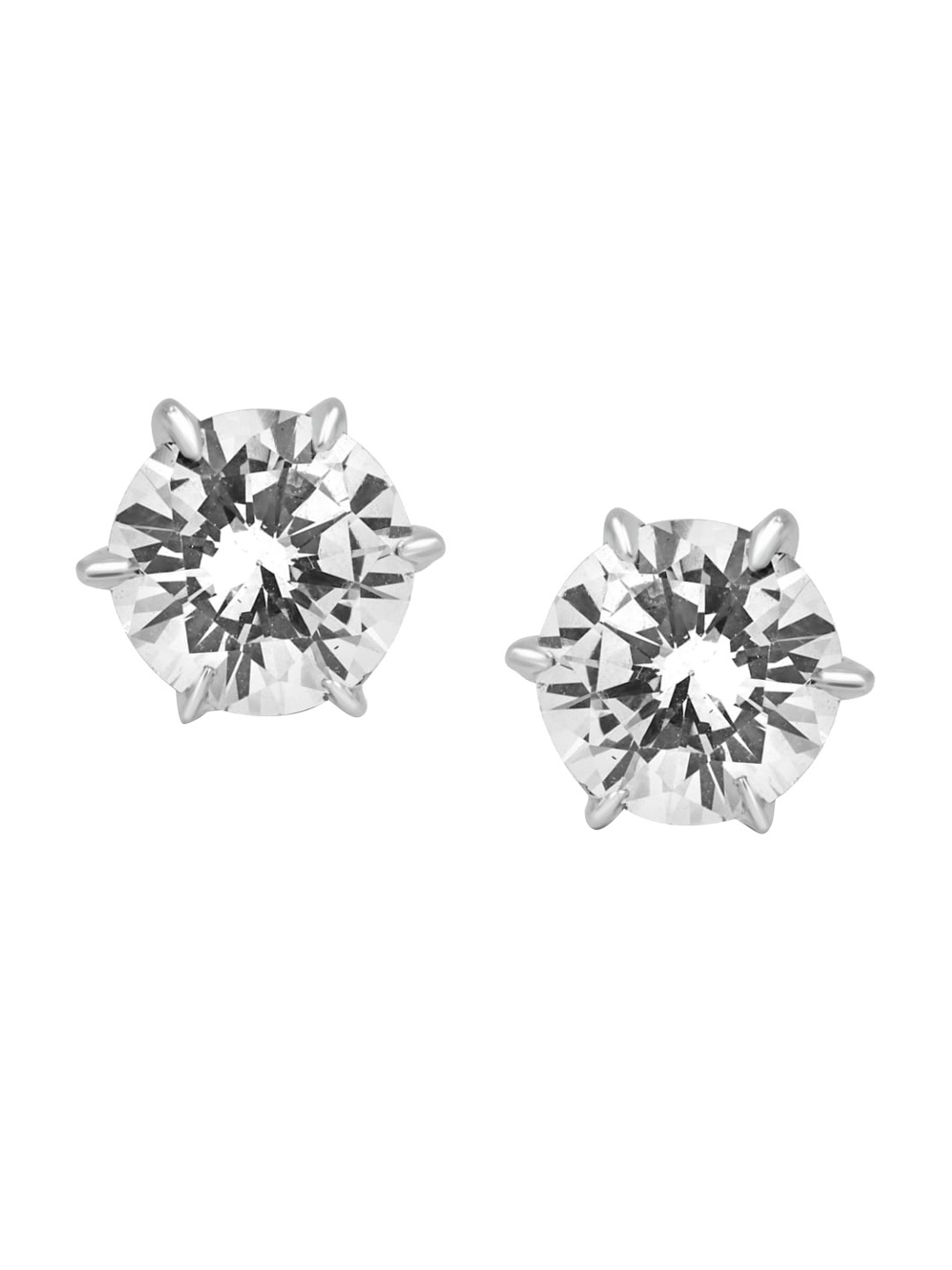 

Zarkan Rhodium-Plated Contemporary AD Studded 925 Sterling Silver Stud Earrings