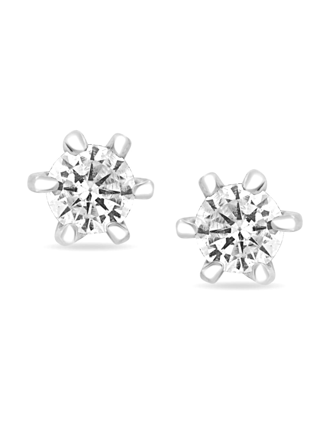 

Zarkan Sterling Silver Rhodium-Plated American Diamond Studs Earrings