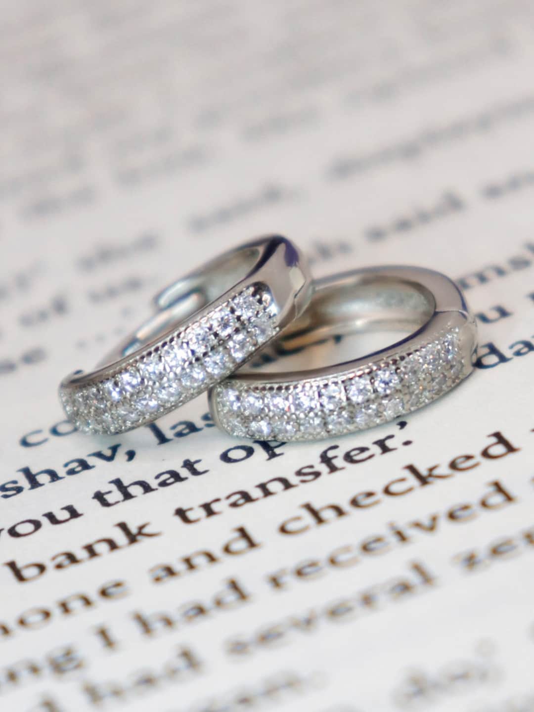 

Zarkan Rhodium-Plated AD-Studded Contemporary Hoop Earrings, Silver