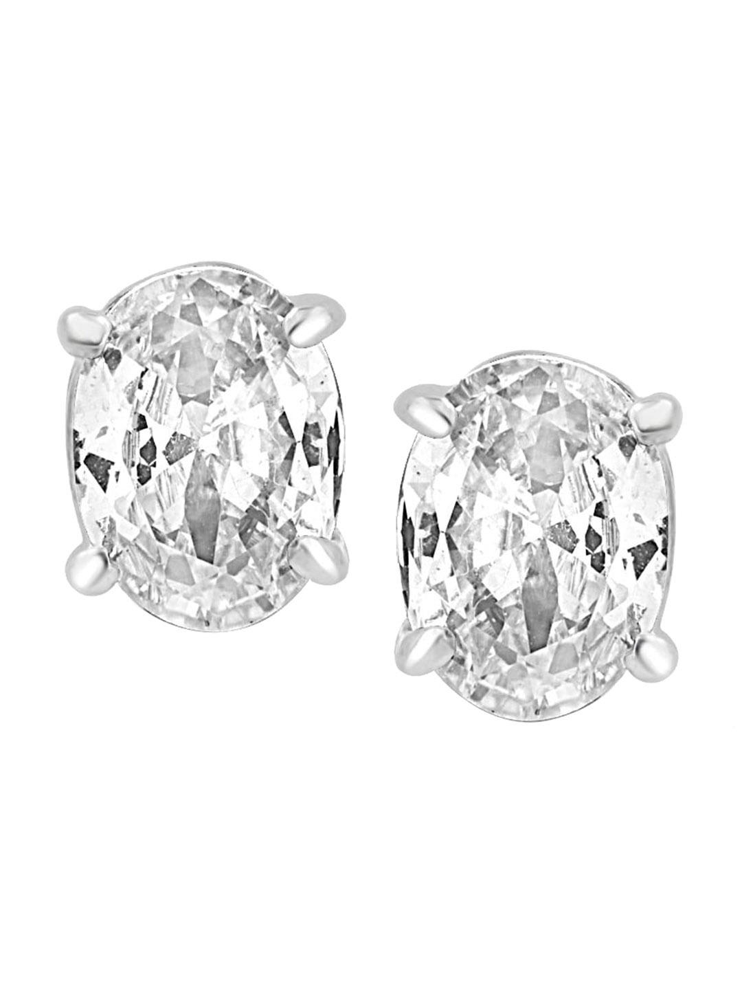 

Zarkan Rhodium-Plated AD-Studded Contemporary Studs Earrings, Silver