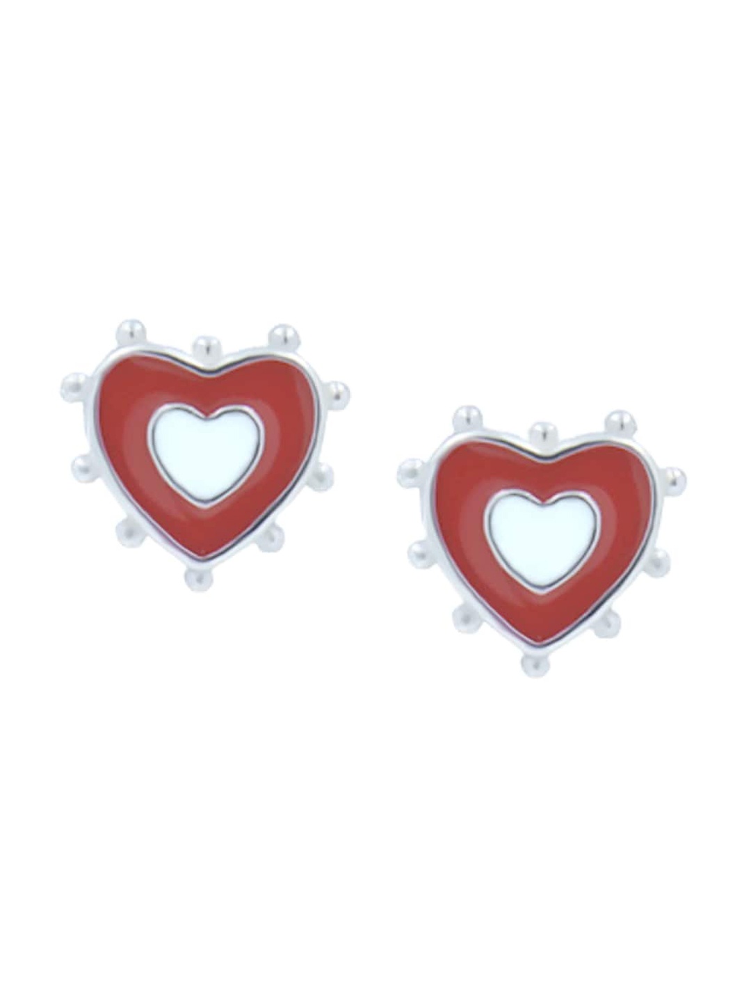 

Zarkan Girls Rhodium-Plated Heart-Shaped Stud Earrings, Silver