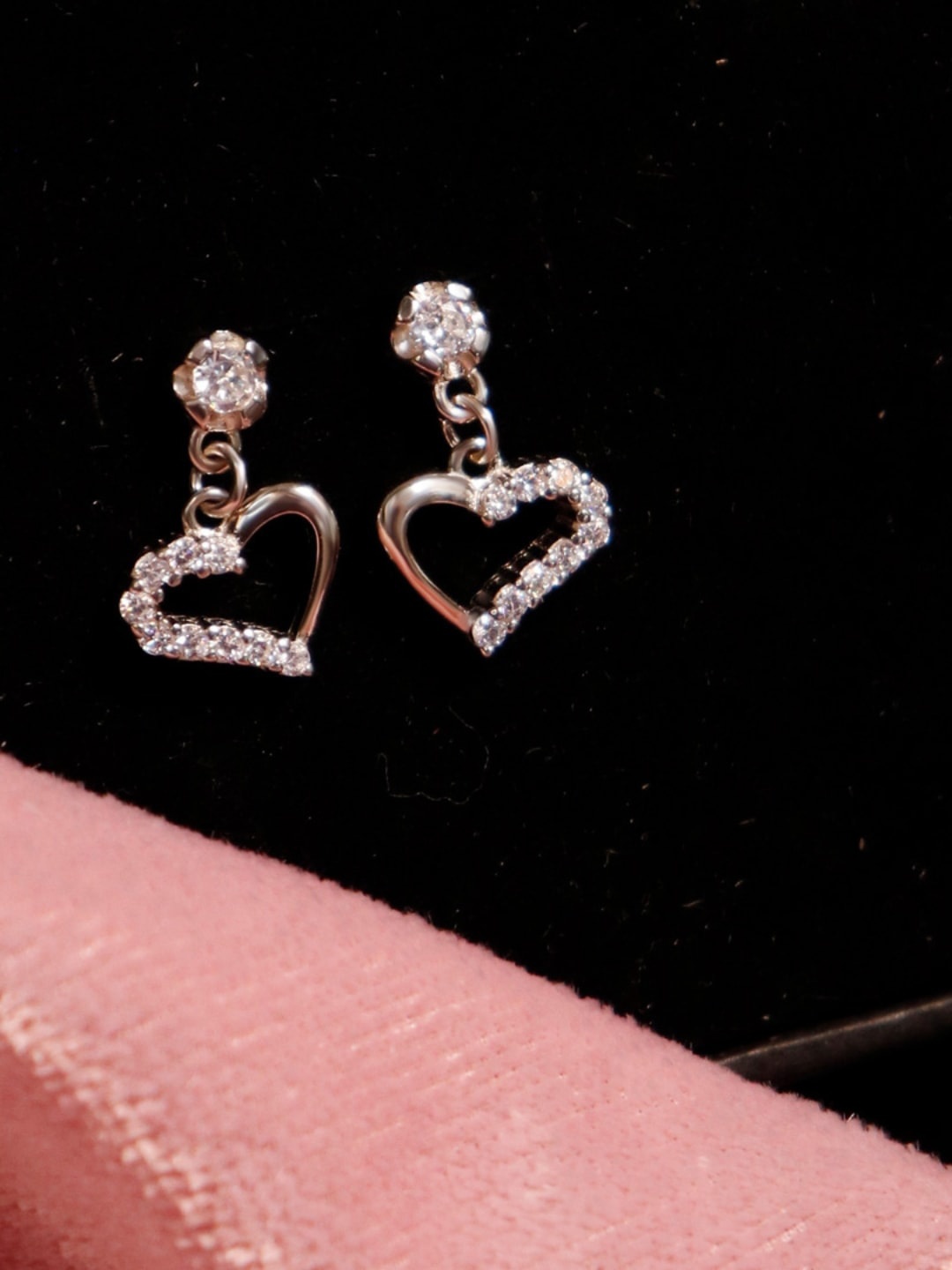 

Zarkan Rhodium-Plated Heart Shaped AD Studded 925 Sterling Silver Drop Earrings