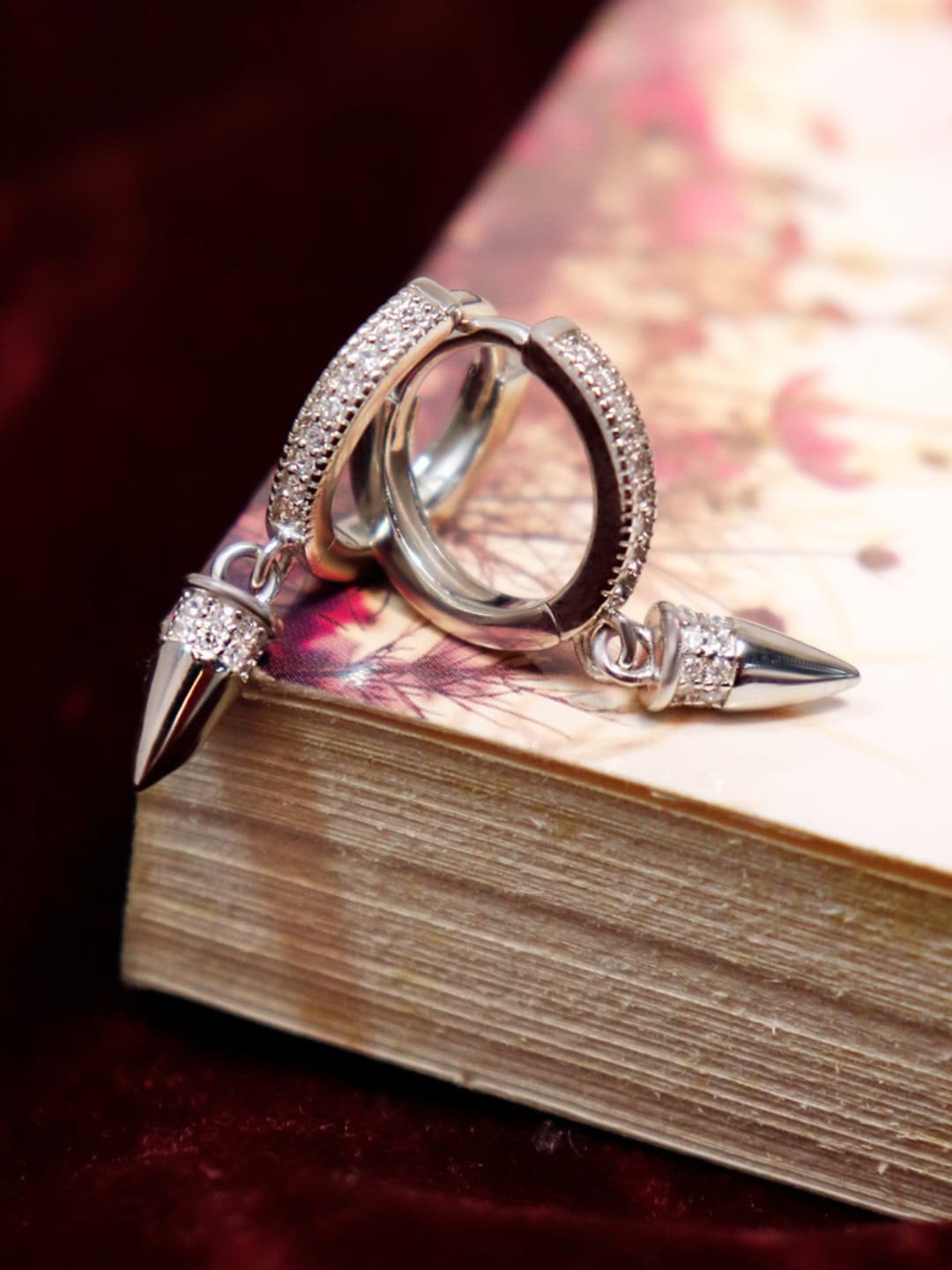 

Zarkan Rhodium-Plated AD-Studded Circular Hoop Earrings, Silver