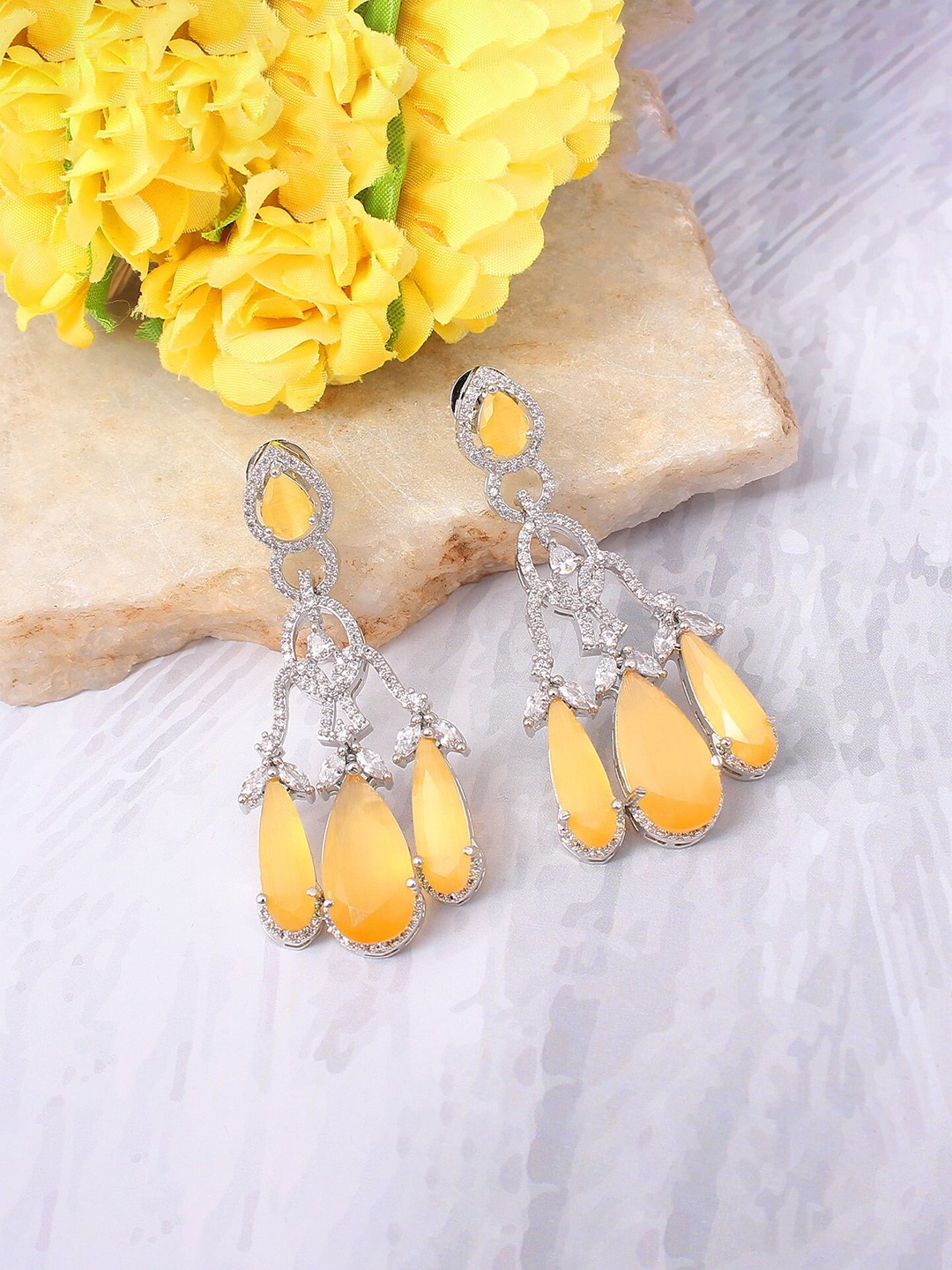 

Mirana Rhodium Plated Drop Earrings, Silver