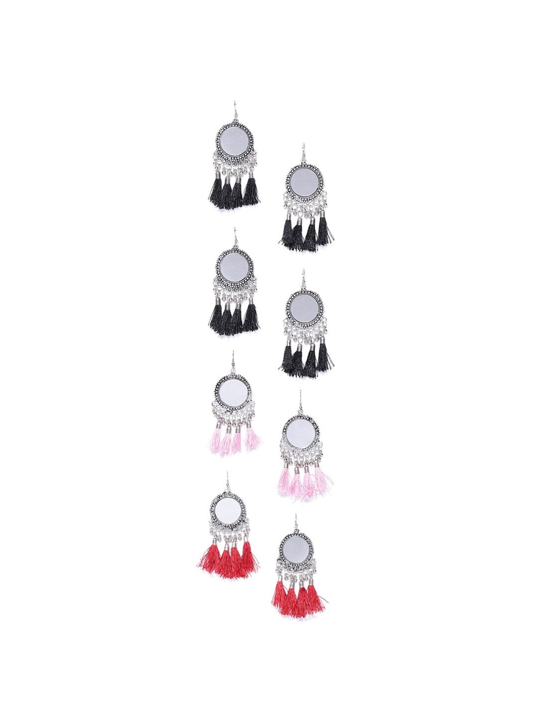 

Anouk Set Of 4 Silver-Plated Contemporary Drop Earrings
