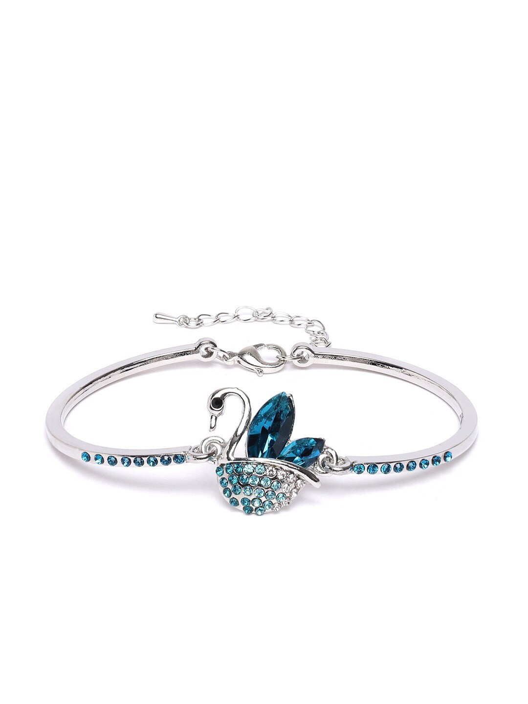 

DressBerry Silver-Plated Stone-Studded Charm Bracelet