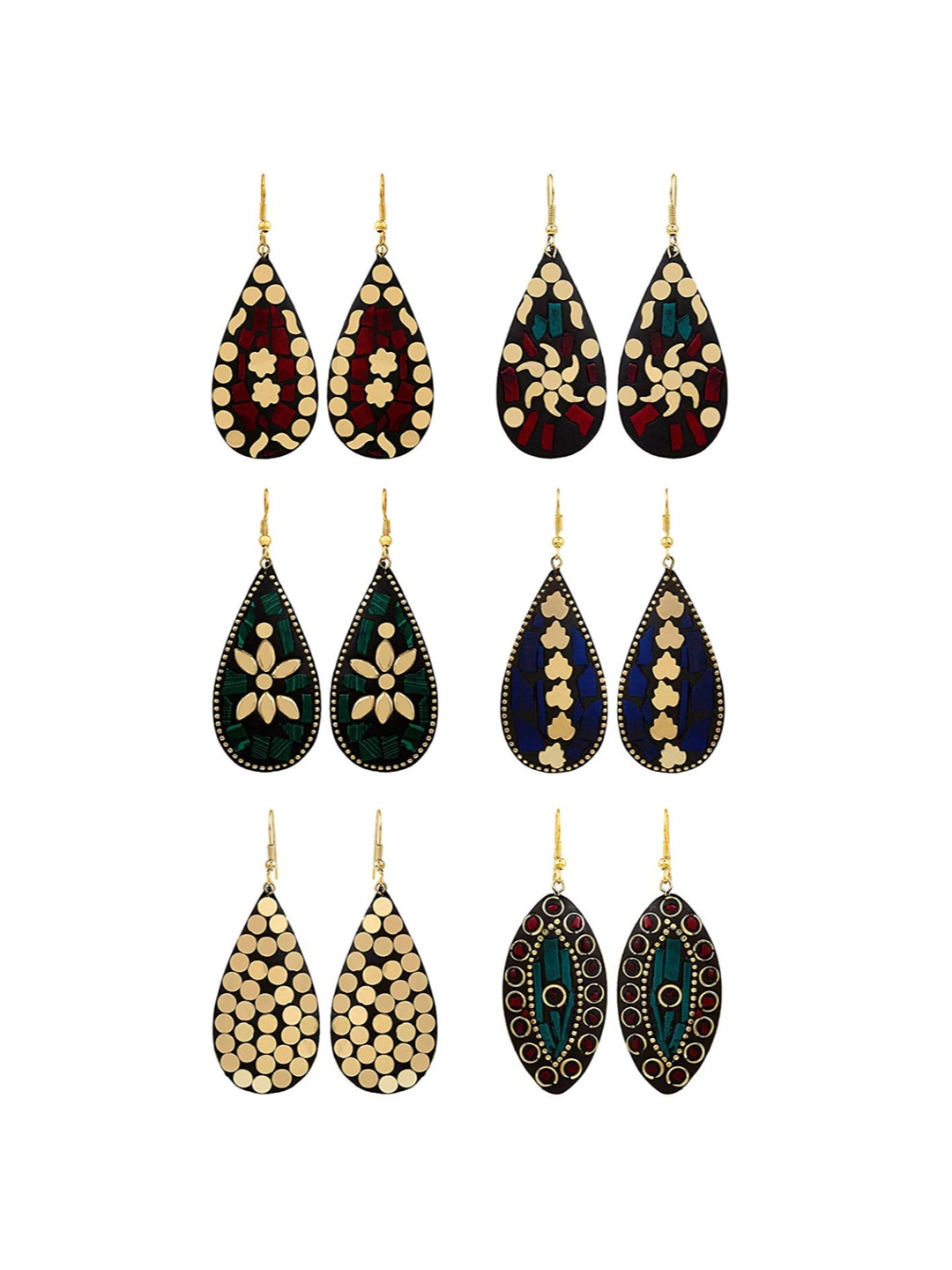

DressBerry Set Of 6 Contemporary Drop Earrings, Black
