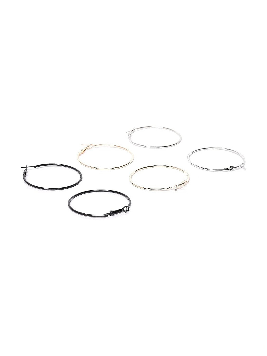 

DressBerry Set Of 3 Contemporary Hoop Earrings, Gold