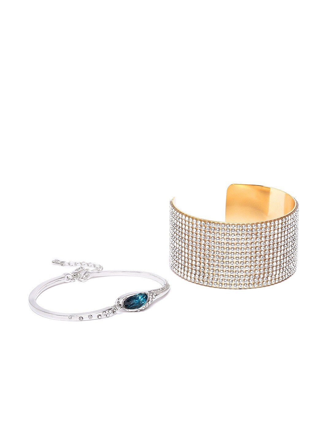 

DressBerry Set Of 2 Crystal-Studded Bracelets, Gold