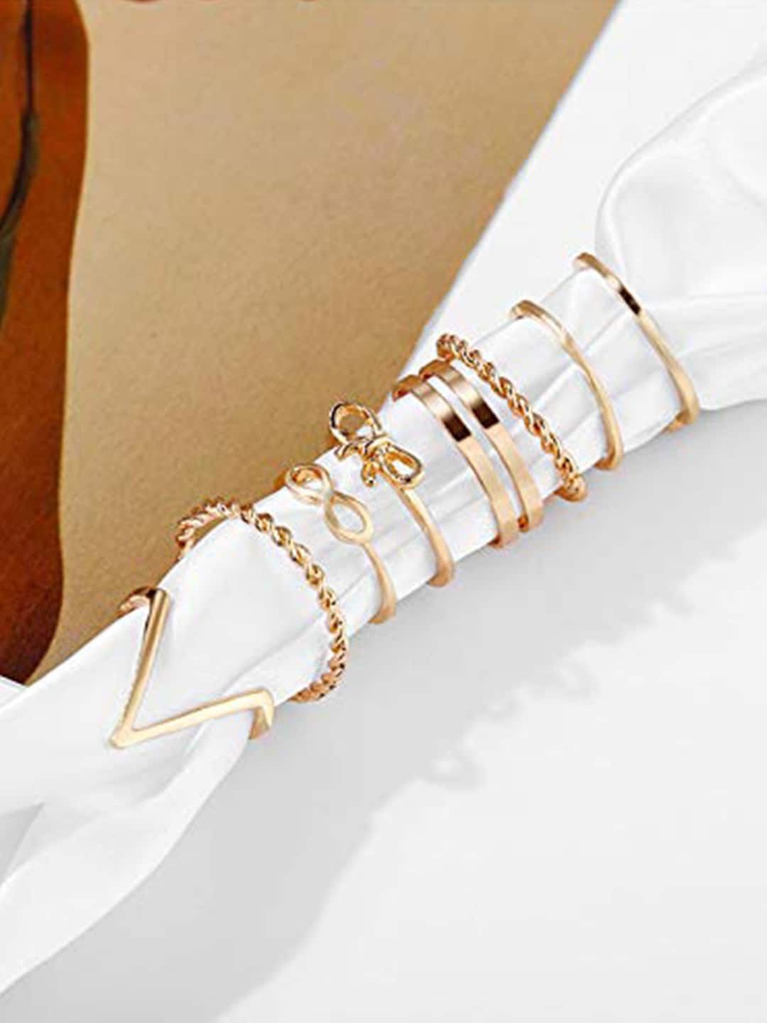 

DressBerry Set Of 9 Gold-Plated Finger Ring