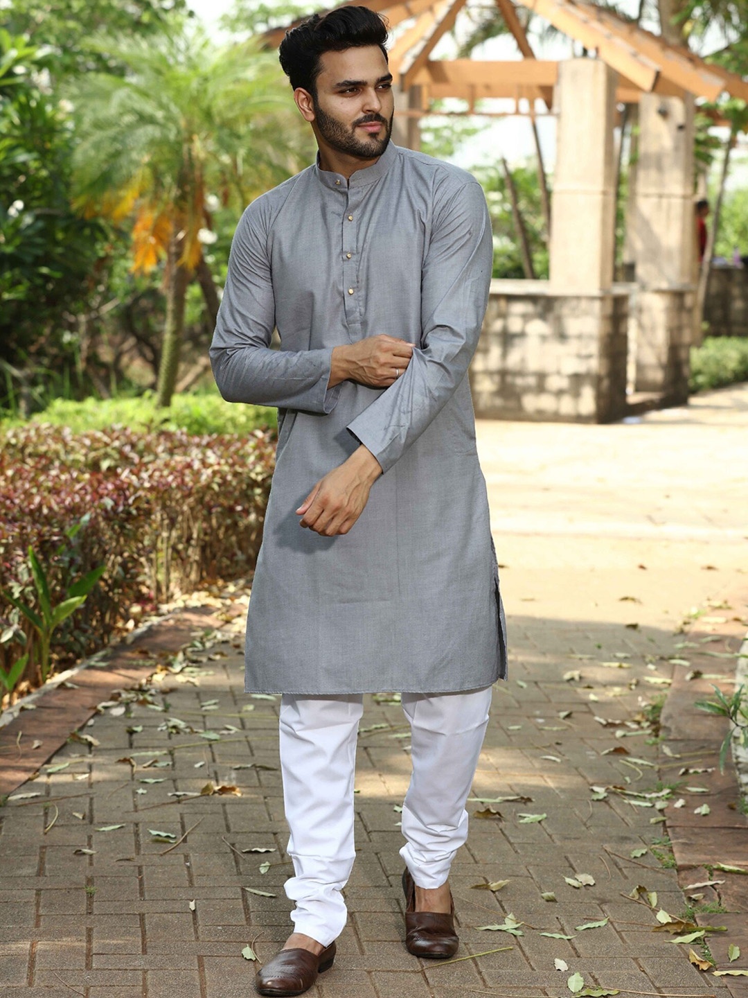 

Authentics Regular Pure Cotton Kurta with Pyjamas, Grey