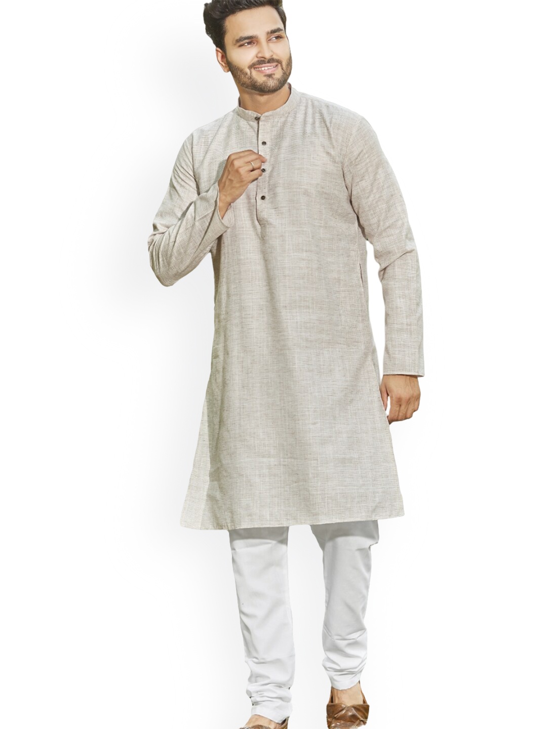 

Authentics Regular Cotton Linen Kurta With Churidar, Grey