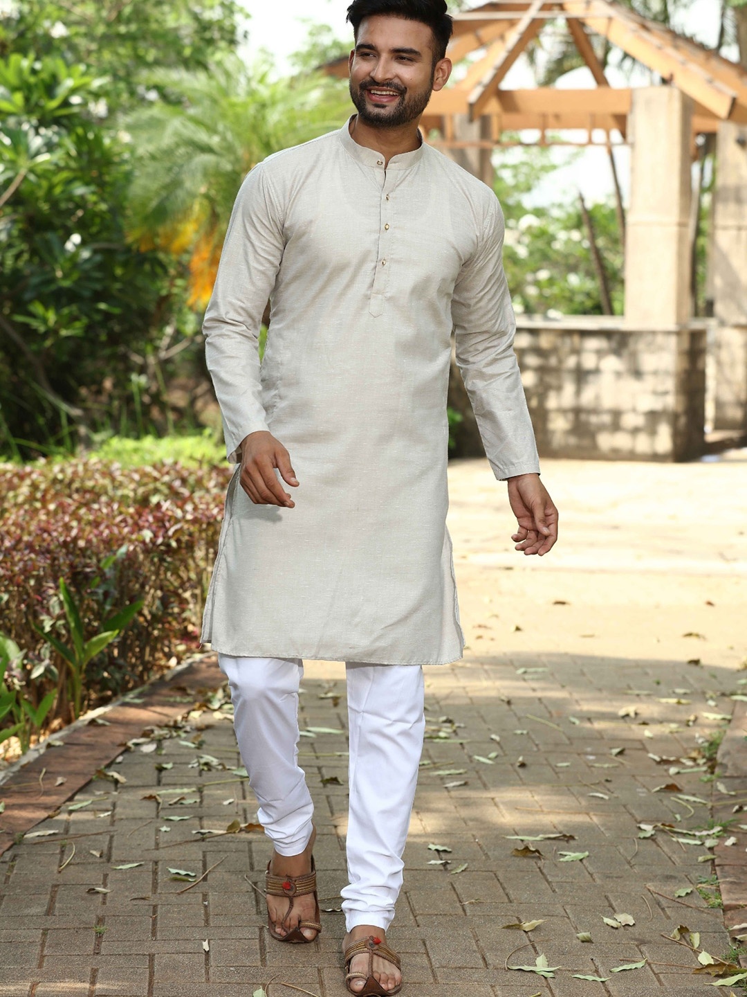 

Authentics Regular Pure Cotton Kurta with Churidar, Beige