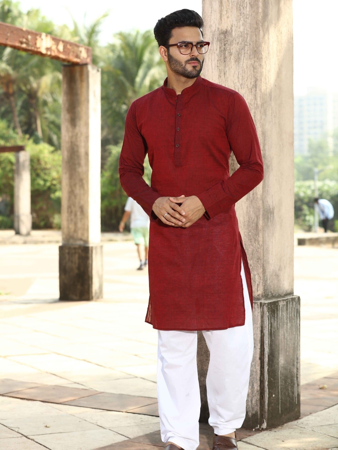 

Authentics Regular Pure Cotton Kurta With Pyjamas, Maroon