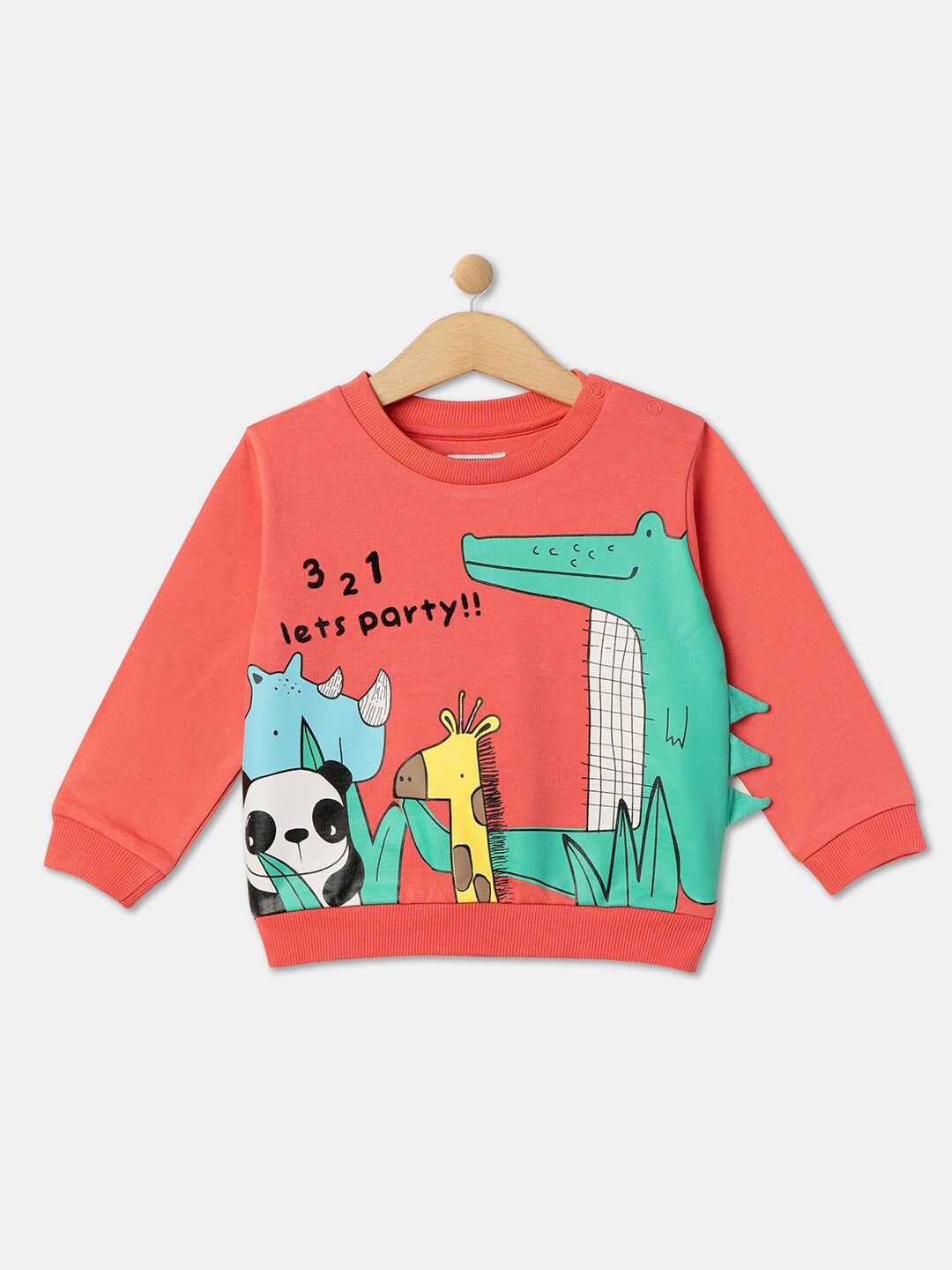 

R&B Boys Graphic Printed Cotton Pullover, Orange