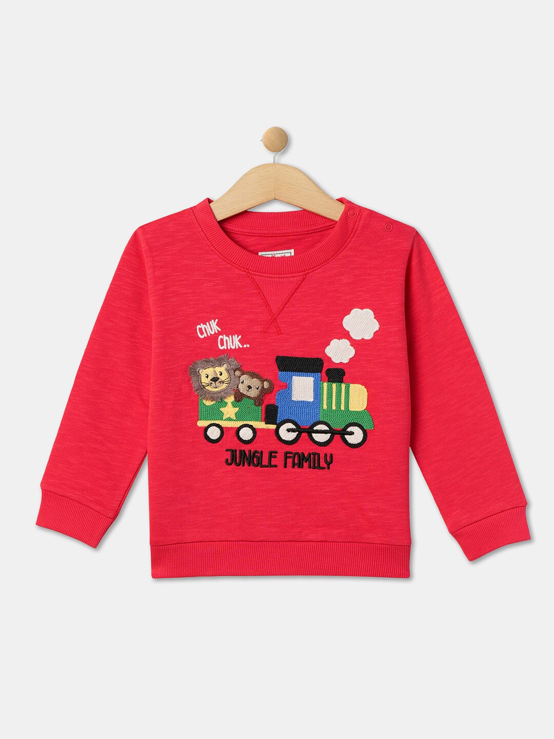 

R&B Boys Graphic Embroidered Cotton Pullover, Red